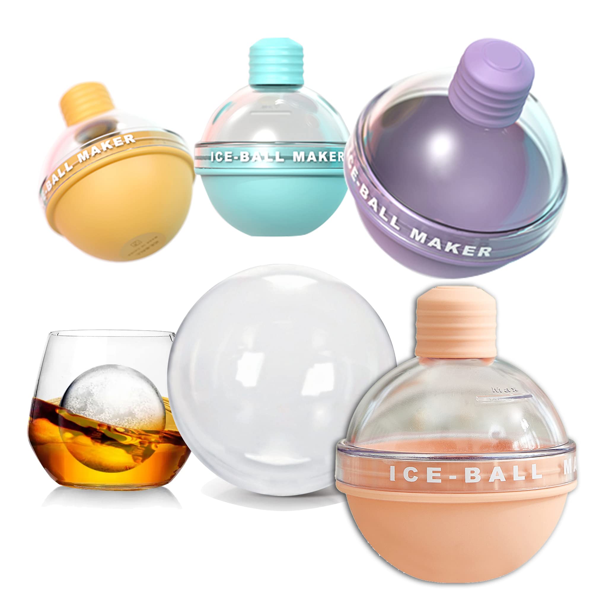Premium Ice Sphere Molds for Whiskey & Cocktails - Smooth Round Ice Balls Maker, Reusable & Eco-Friendly Freezer Safe Ice Cube Trays - Perfect for Bourbon, Scotch, Non-Alcoholic Drinks & Home Bar Accessories