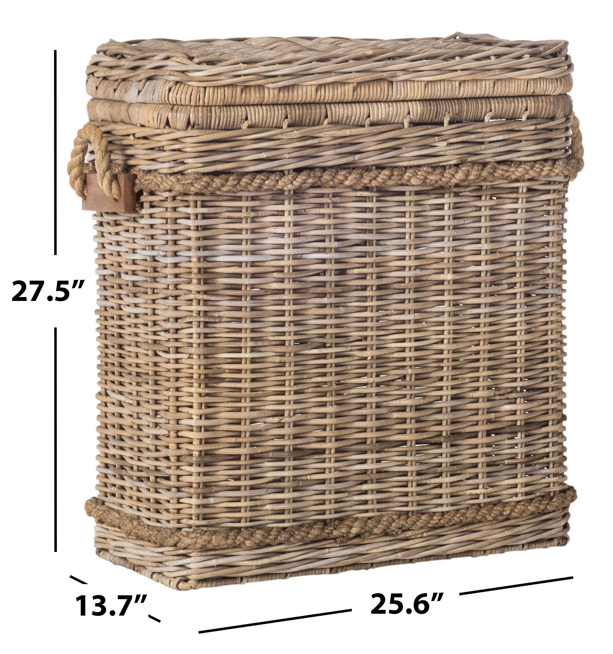 Safavieh Sidonie Grey Rattan Storage Hamper - Stylish Woven Laundry Basket for Bedroom, Bathroom & Closet Organization | Home Decor & Storage Solution