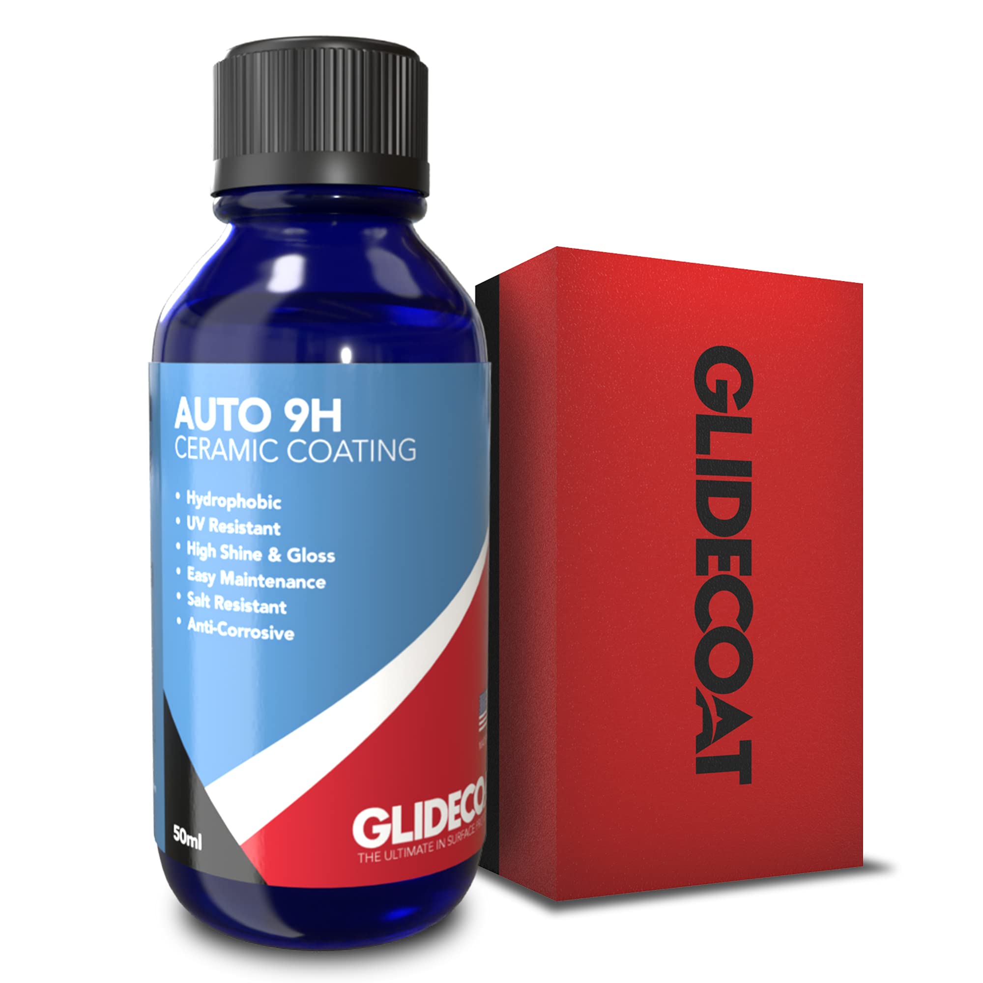 Glidecoat Auto 9H Ceramic Coating Kit 50ML - Professional Car Paint Protection with High Gloss & Hydrophobic Finish - Easy DIY Application for Cars, Trucks & Motorcycles - Long-Lasting Shine & Water Repellent