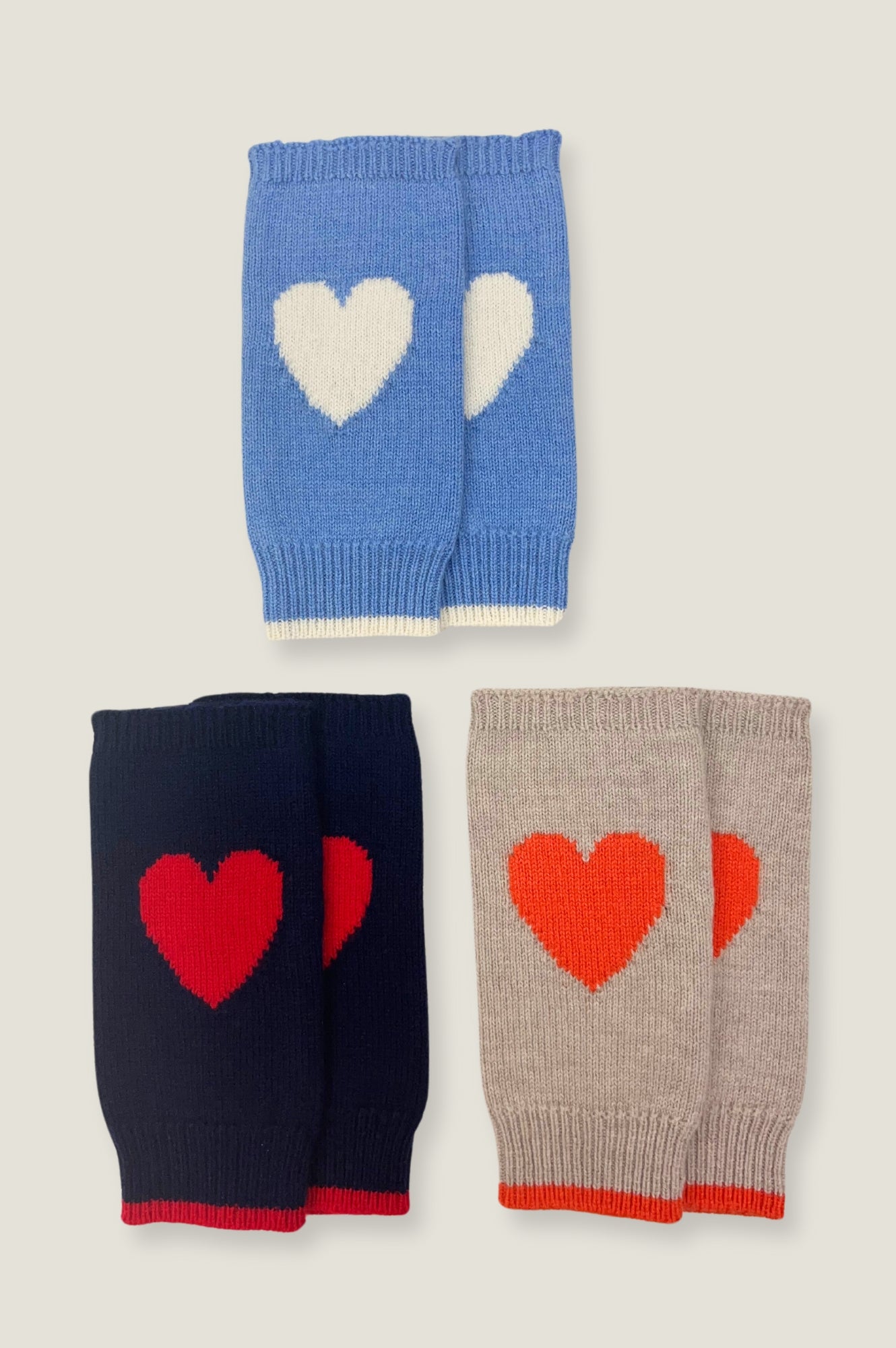 Fingerless Heart Gloves for Women - Navy & Red Knit Gloves - Perfect for Valentine's Day, Winter Fashion, and Outdoor Activities