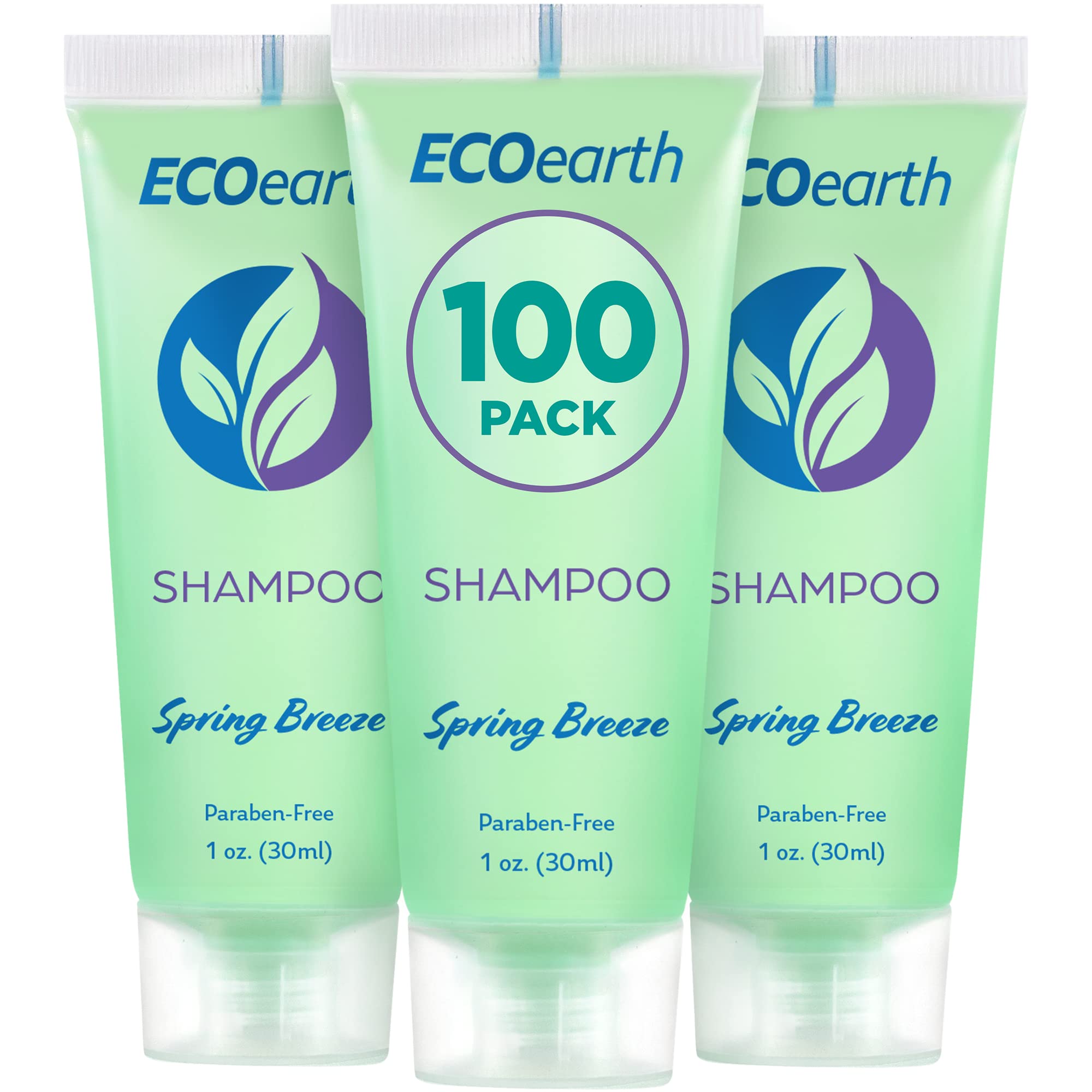 EcoEarth Travel Size Hotel Shampoo (1 fl oz, 100 Pack, Spring Breeze Scent) - Bulk Luxury Mini Shampoos for Guest Hospitality, Hotels & Travel | Refreshing & Revitalizing Formula | Perfect for Hotels, Airbnb, Spas, Gifts & Travel Essentials