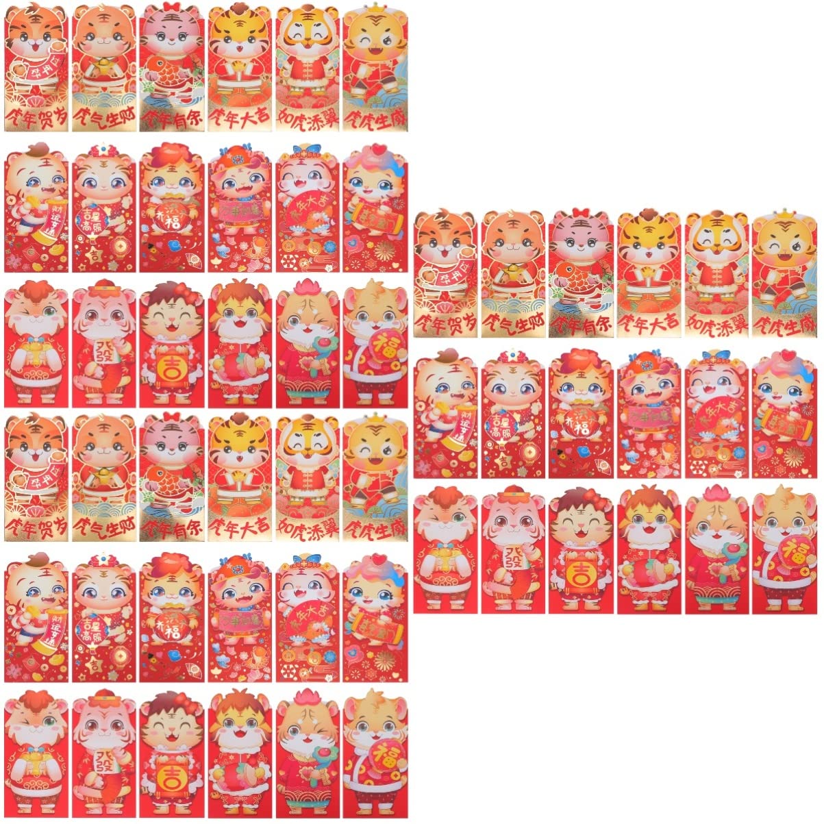 Amosfun 54 Pcs Chinese New Year Red Envelopes - Lucky Money Packets for 2022 - Festive Gift Envelopes for Lunar New Year, Weddings & Birthday Celebrations