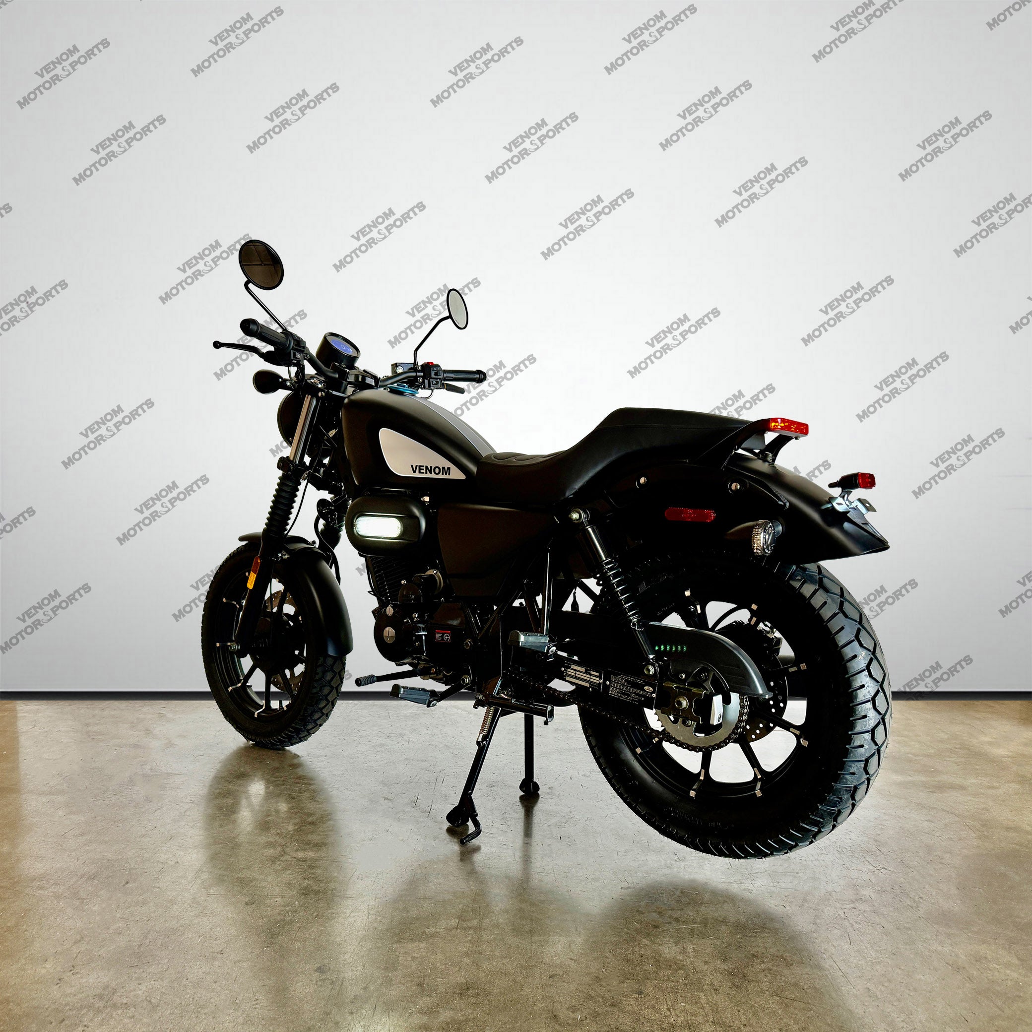 Venom Ghost 250cc Chopper Motorcycle - 5 Speed Manual Transmission - Matte Black Finish - Cruiser Bike for Urban Commuting & Weekend Rides