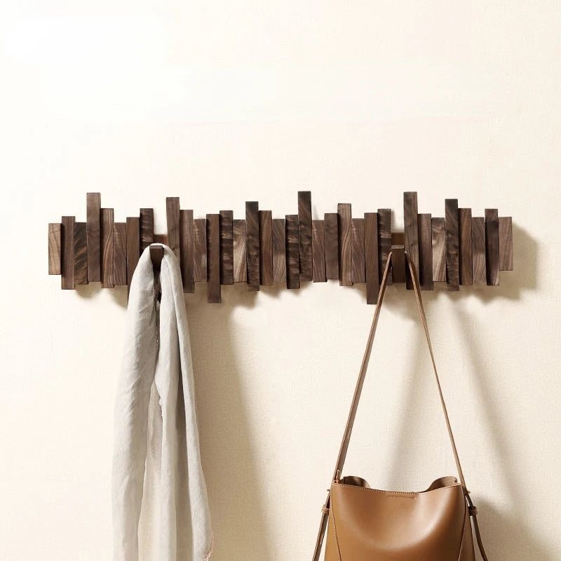 Solid Wood Wall Mounted Clothes Hanger Rack - Space Saving Storage for Bedroom, Closet & Laundry Room Organization