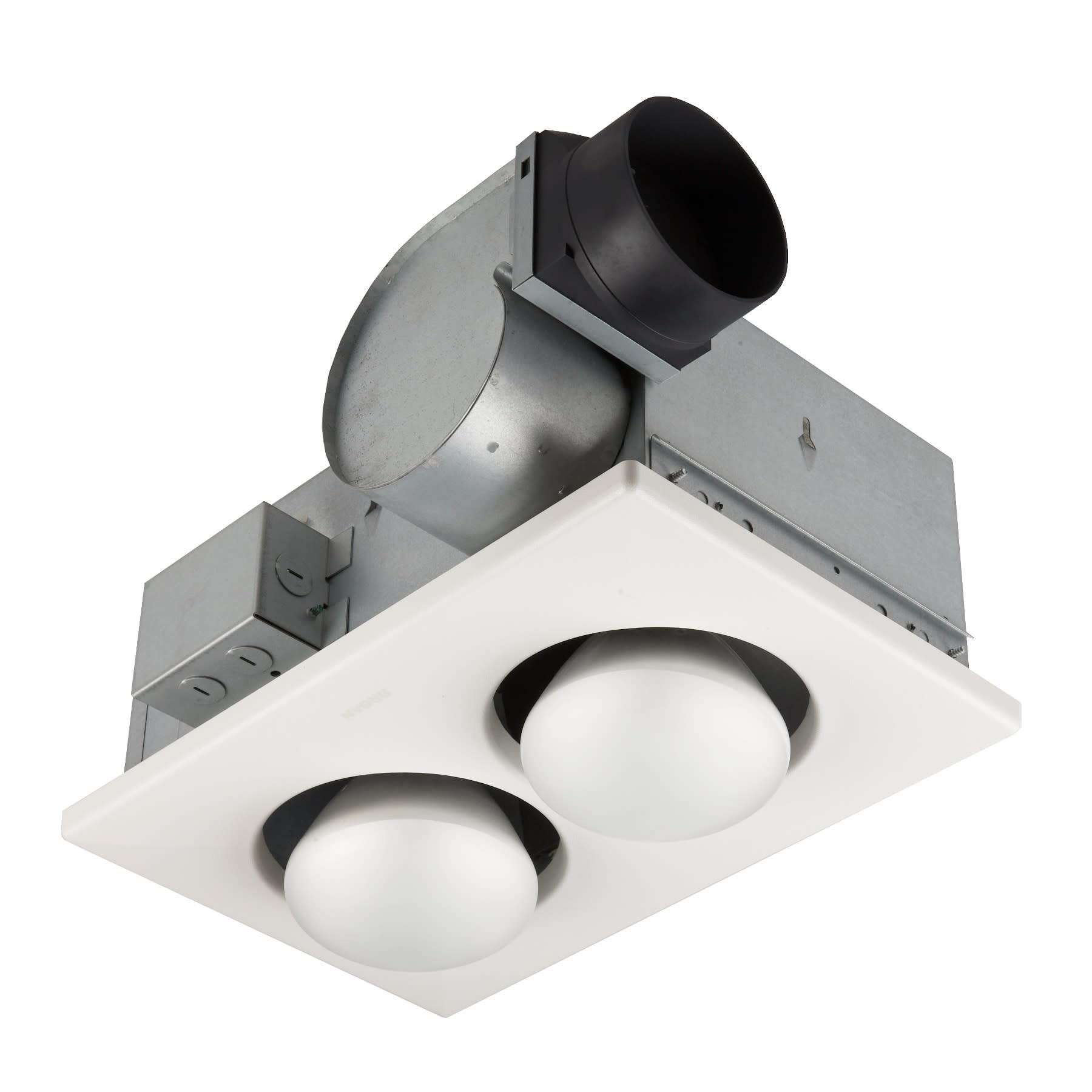 Broan-NuTone 164 Type IC Infrared Two-Bulb Ceiling Heater with Fan, 250W White - Bathroom & Garage Heating Solution for Cold Weather