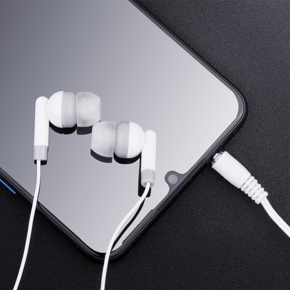 50 Pack Bulk White Earbuds - Wholesale Classroom Headphones for Students, Kids & Adults | Perfect for School, Online Learning & Travel Use