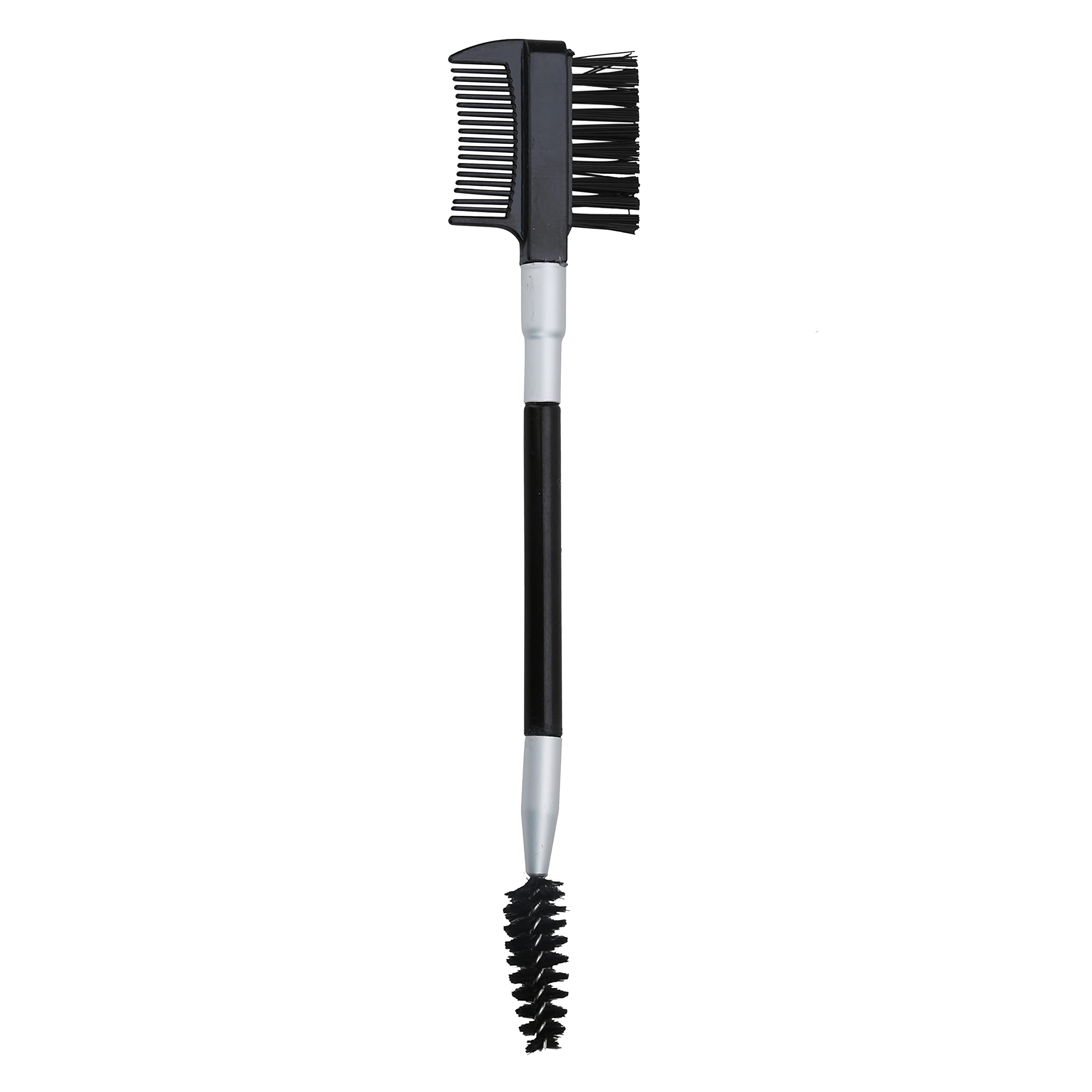 Double-Ended Eyelash Comb & Separator - Metal Mascara Lift & Curl Tool for Perfect Eyelash Makeup (Black/Silver) - Ideal for Professional Salon Use & Home Beauty Routine
