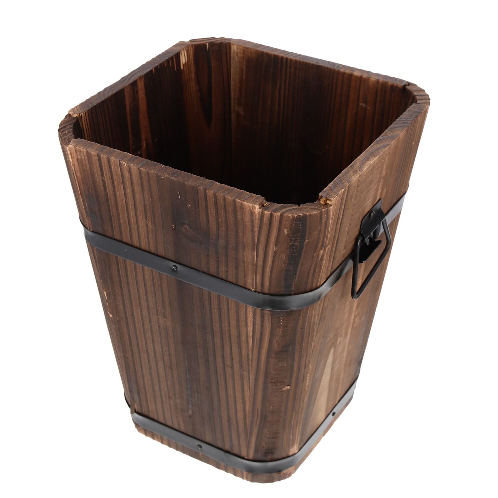 GANAZONO Wooden Flower Pot - Retro Whisky Barrel Planter for Succulents, Plants & Herbs - Decorative Farmhouse Wooden Bucket Container for Home, Garden & Office Decor - Perfect for Indoor Plants, Balcony Gardens & Rustic Wedding Centerpieces