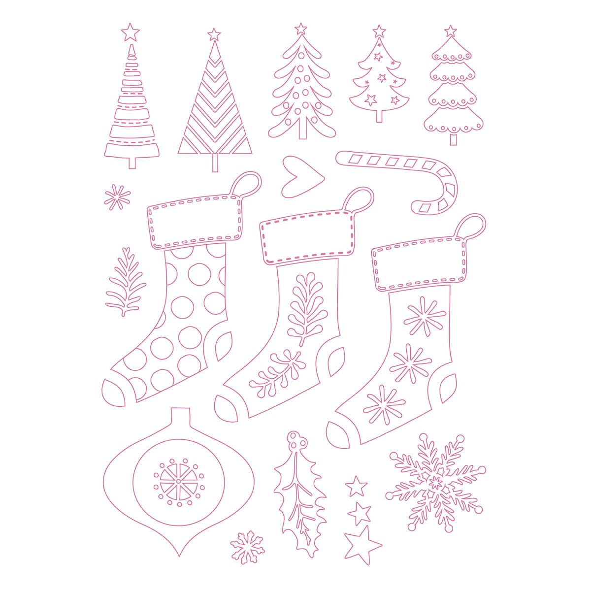 Christmas Candy Cane Festive Stockings Stamp Set - Holiday Card Making, Scrapbooking & DIY Gift Tags