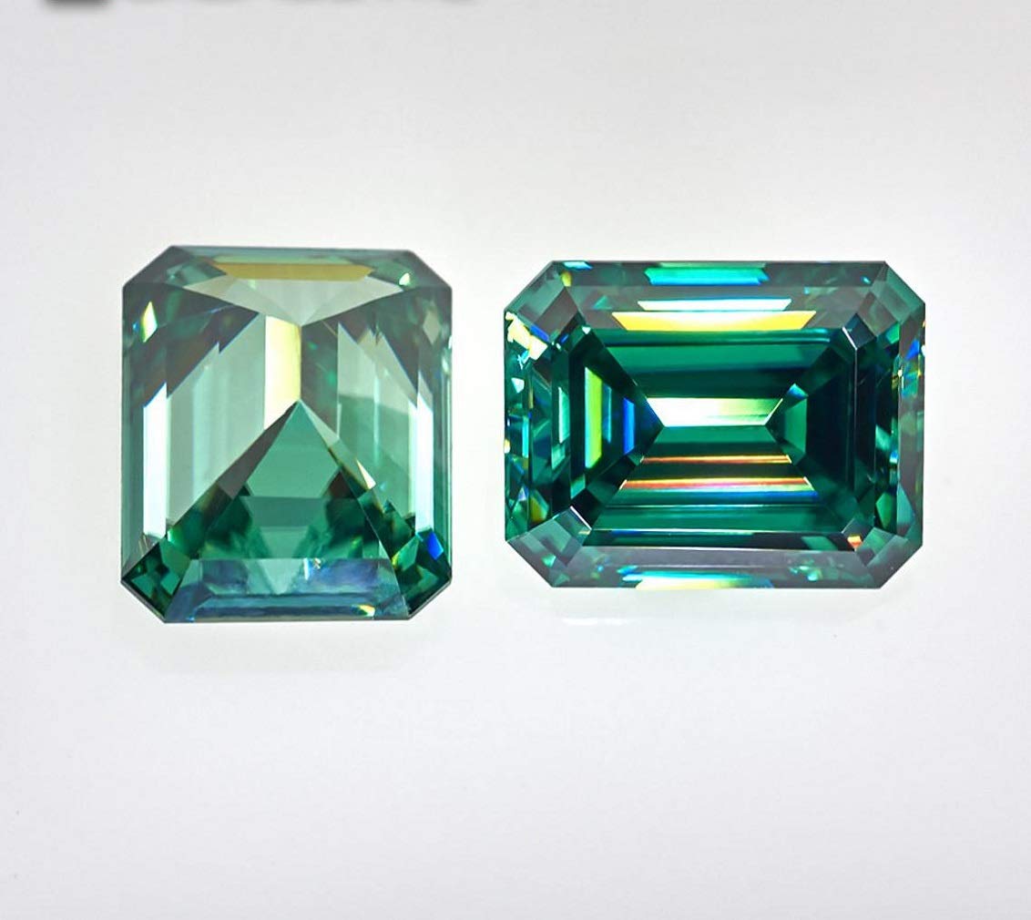 5.00CT Loose Green Moissanite Gemstone - VVS1 Clarity Emerald Cut Brilliant for Vintage Rings, Jewelry Making, Pendants, Earrings & Necklaces | Perfect for Engagement Rings, Wedding Bands & Luxury Watches
