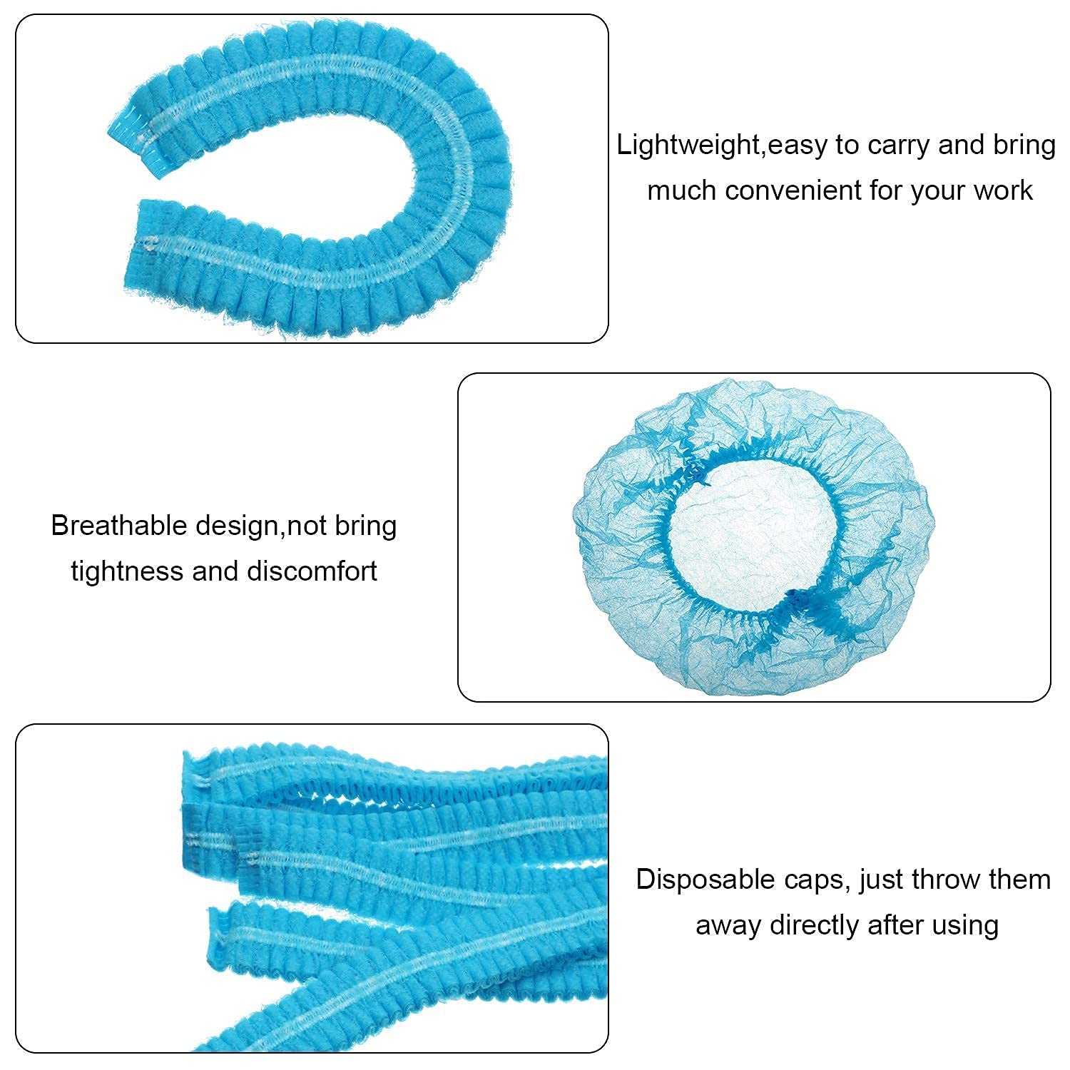 50 Pcs Disposable Super Moon Bouffant Caps - Soft & Breathable Hair Nets for Food Service, Healthcare & Salon Use