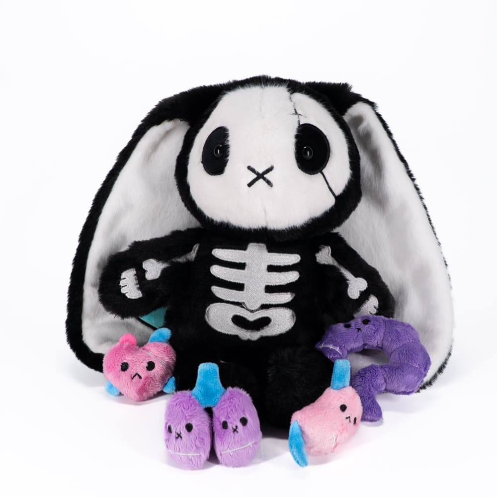 Plushie Dreadfuls Bone Organizer Bunny - Soft Stuffed Animal Toy for Kids, Cute Plush Bunny with Organ Pouch - Perfect for Halloween Decor, Bedroom Cuddling & Gift Giving
