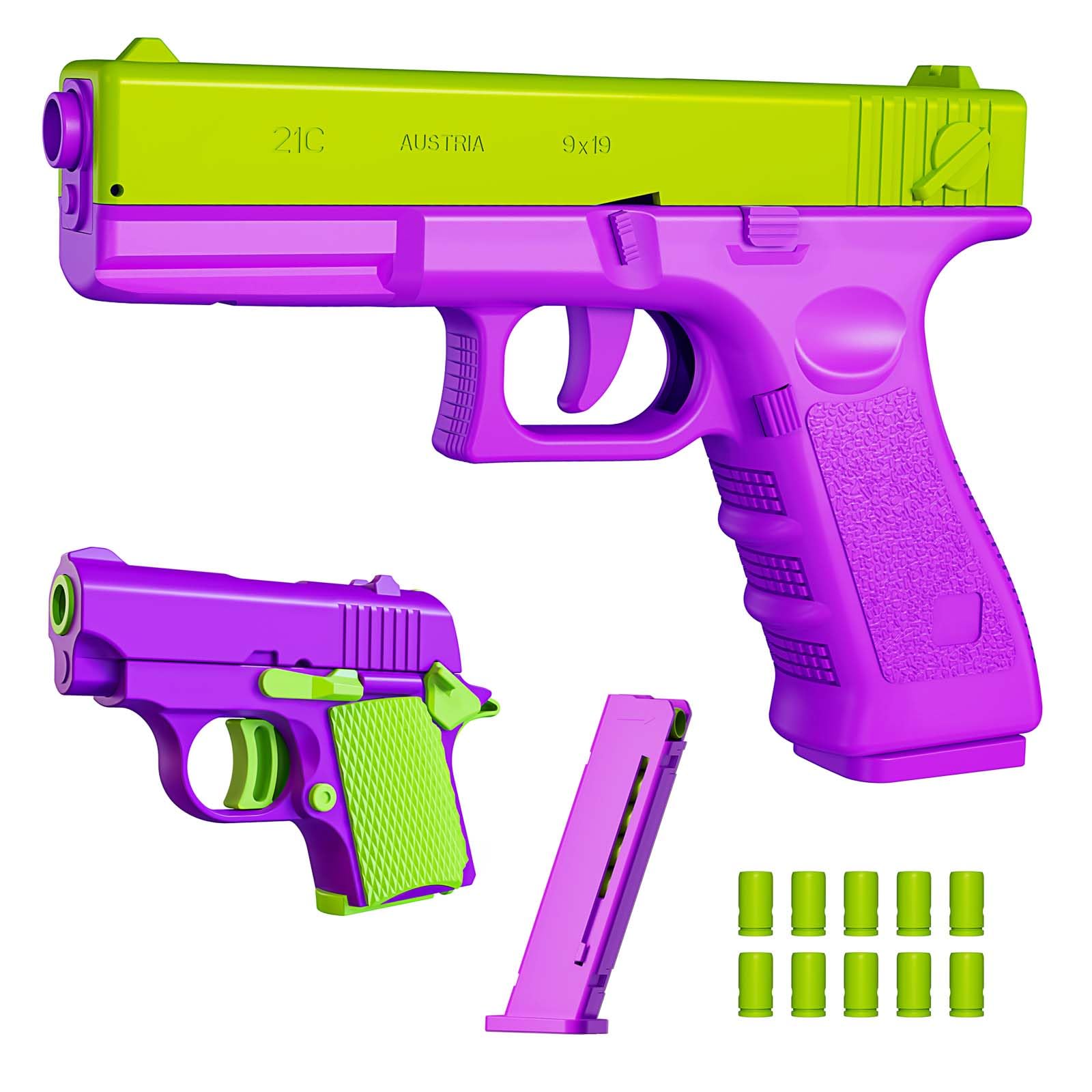 Realistic Shell Ejecting 1911 Toy Gun - 2 Pack with 10 Loadable Shells (Non-Firing) - Stress Relief Fidget Toy for Kids & Adults - Perfect Gift for Birthday & Halloween - Purple - Great for Role Play, Collecting & Sensory Play