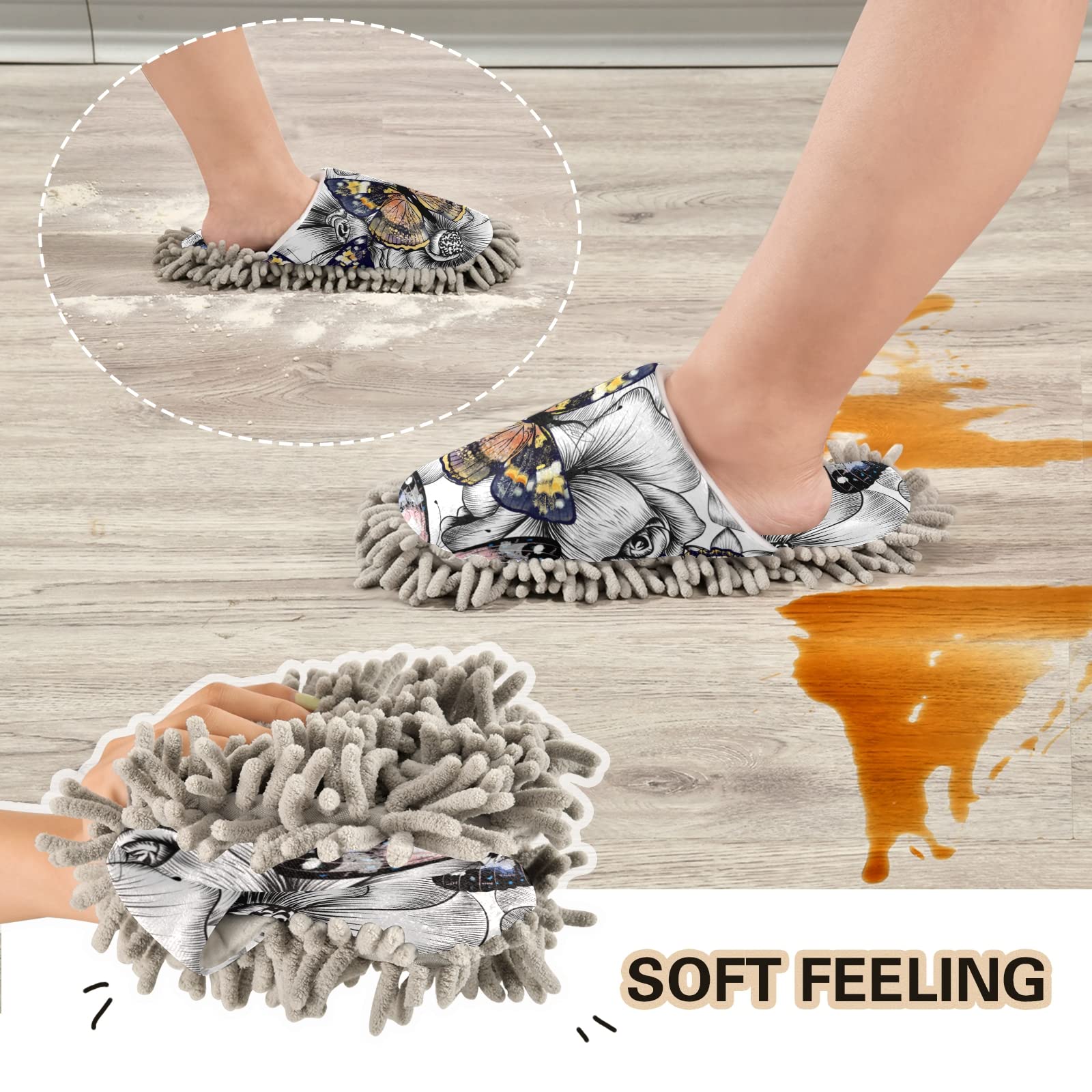 Poeticcity Unisex Mop Slippers - Indoor Cleaning Shoes for Home & Spa, Dusting House Slippers Size M-L - Perfect for Mopping Floors, Relaxing at Home, and Spa Days
