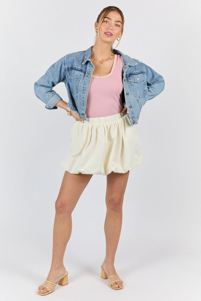 Pretty Please Pink Whipstitch Knit Bodysuit for Women - Soft Stretchy Comfort Fit - Trendy Casual & Layering Outfits - Perfect for Date Nights, Parties & Everyday Wear