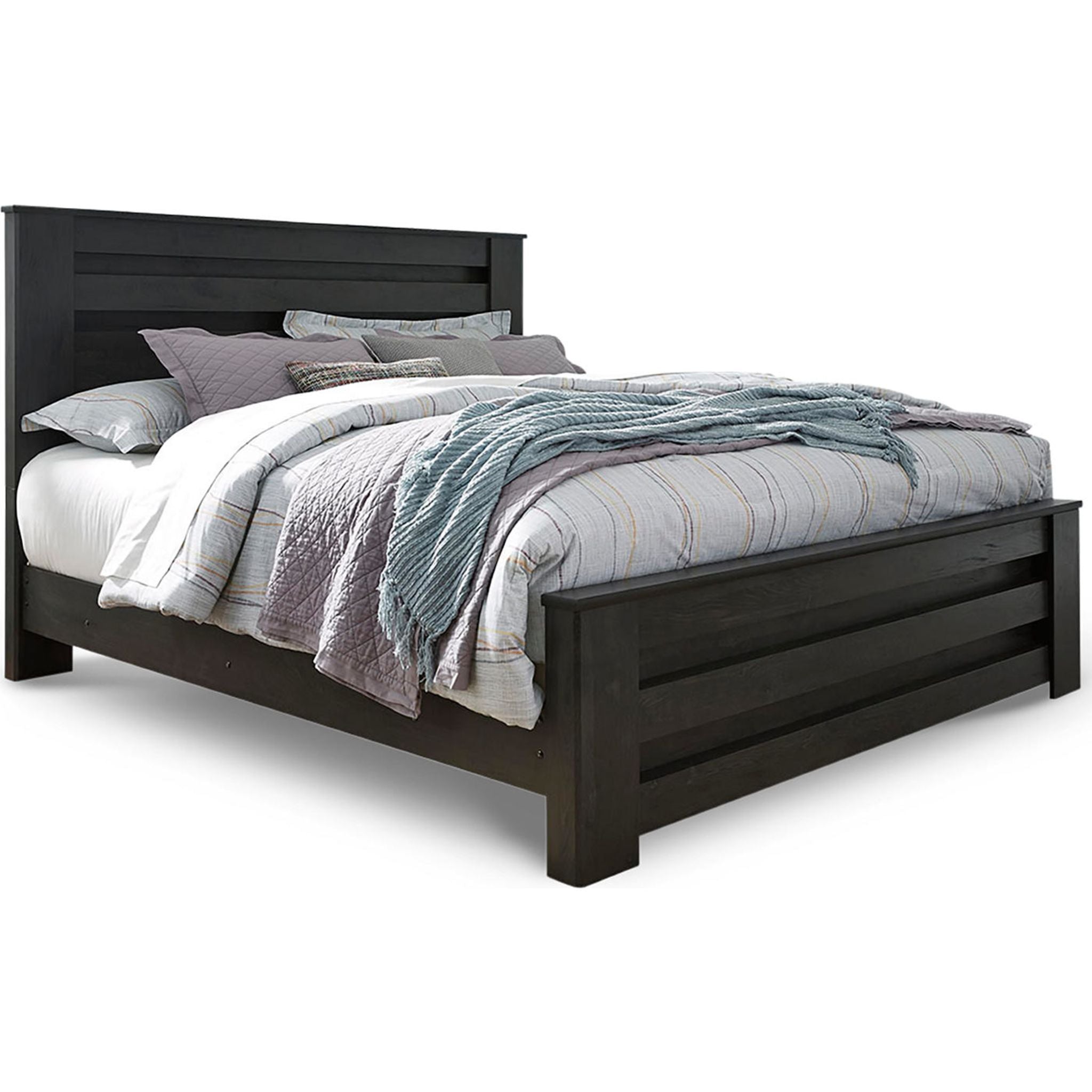 Brinxton 6-Piece Panel Bedroom Set - Queen Size Bed, Nightstand, Dresser & Mirror - Modern Charcoal Finish - Perfect for Master Bedroom or Guest Room Decor