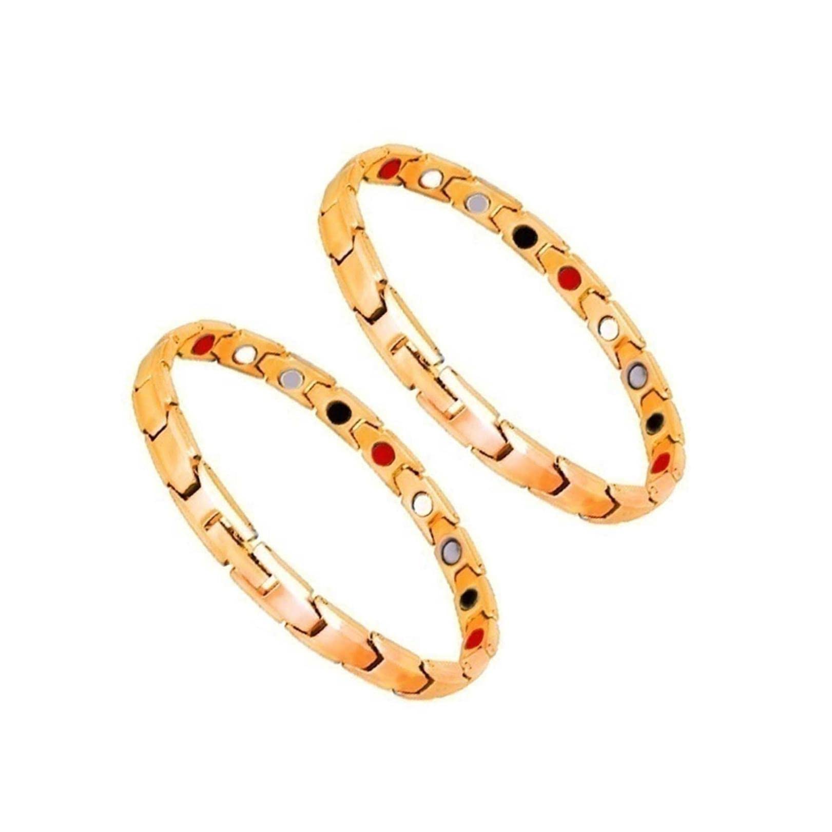 Magnetic Therapy Bracelets for Women - 2 Pack Slimming Lymph Detox & Drainage Bracelet - Golden Smoking Cessation & Weight Loss Jewelry - Perfect for Wellness, Relaxation, and Holistic Healing