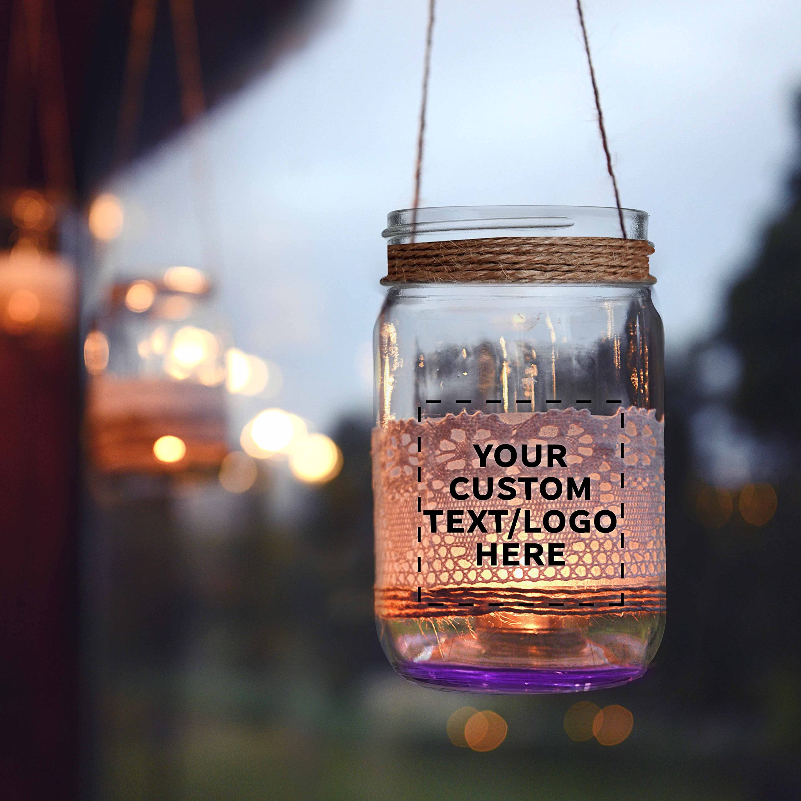 50-Pack 12 oz Custom Mason Jars Bulk Set - Personalized Purple Glass Jars for Overnight Oats, Candies, Pickling, Spices & Beverages - Perfect for DIY Crafts, Wedding Favors, Party Decor & Kitchen Storage