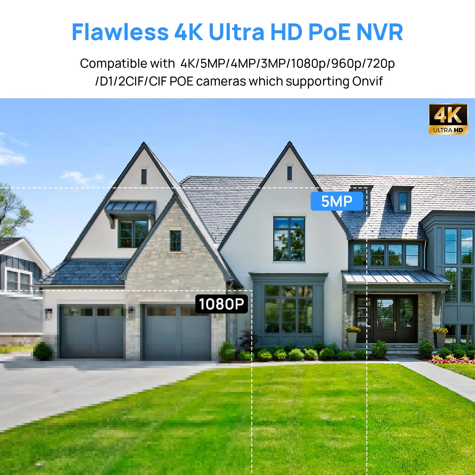 VIKYLIN 8CH 4K PoE NVR Security System - Supports 4K/5MP/4MP/3MP/1080p IP Cameras with Remote Access, Motion Detection & 24/7 Recording | 1 SATA Port for Up to 8TB HDD (HDD Not Included) | Ideal for Home Security & Business Surveillance