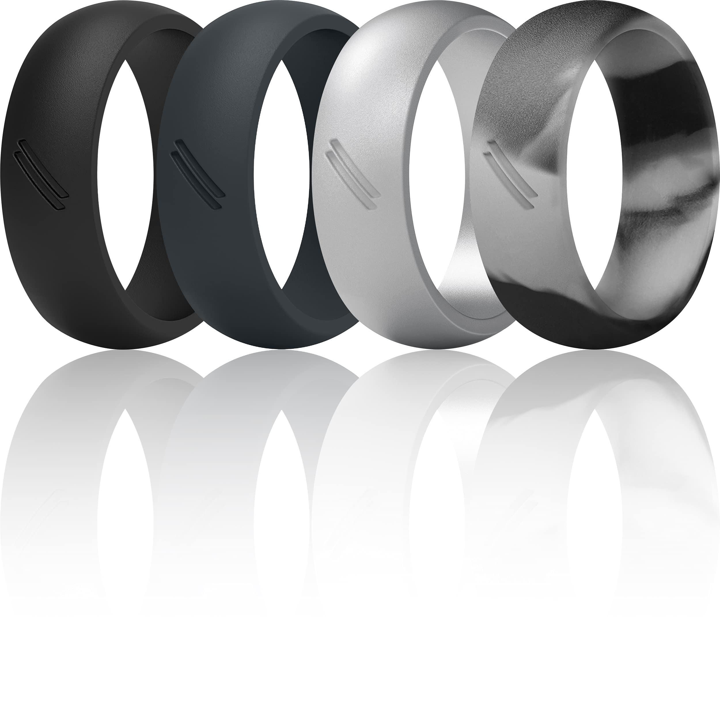ThunderFit Silicone Wedding Rings for Men - 4 Pack Rubber Engagement Bands, 8.7mm Wide & 2.5mm Thick - Durable, Comfortable Alternative to Metal Rings for Gym, Swimming, Sports & Outdoor Activities
