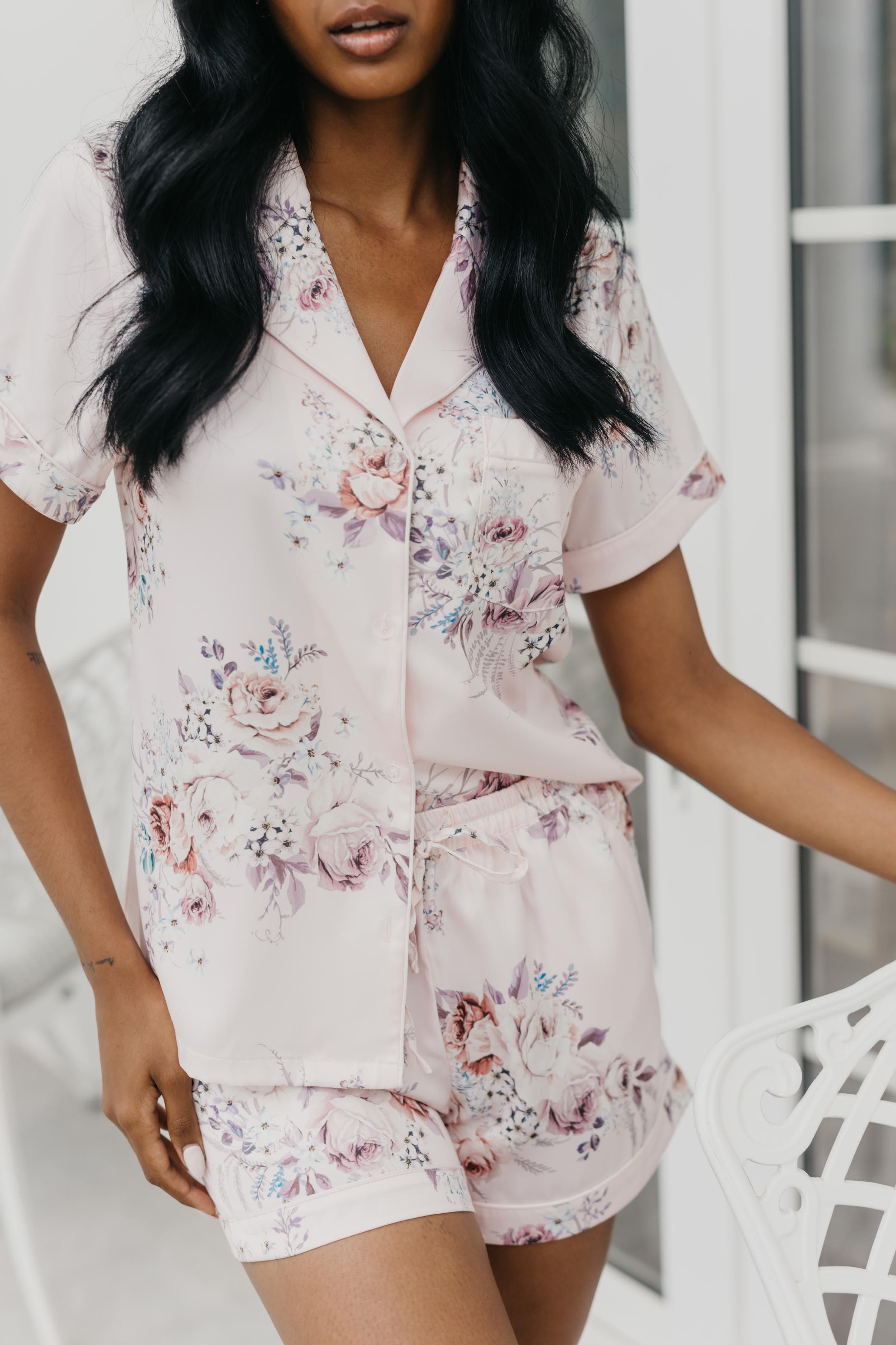 Andrea Rose Mist Pajama Set for Women - Soft & Comfortable Sleepwear, Loungewear for Relaxing at Home or Traveling