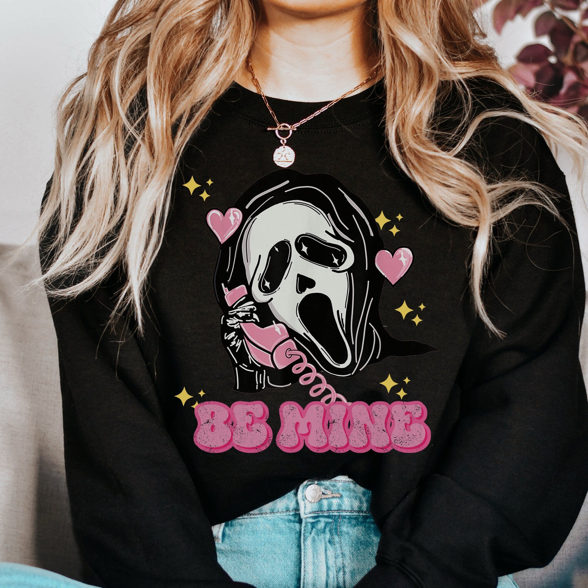 Spooky Valentine's Day Scream Ghostface Horror Hoodie - 'No You Hang Up' Funny Halloween Sweatshirt - Perfect Valentine's Gift & Be Mine Present for Horror Movie Fans - Great for Halloween Parties & Scary Movie Nights
