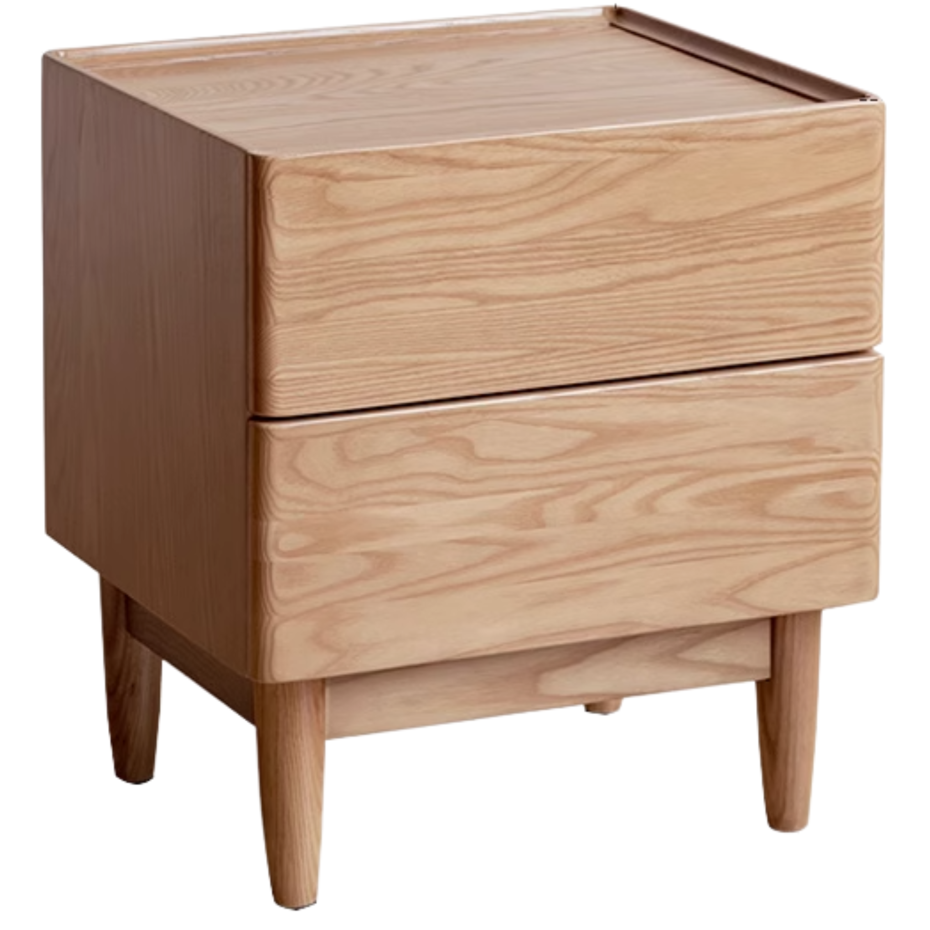 Solid Oak and Ash Wood White Wax Nightstand - Small Bedside Table for Bedroom, Living Room, or Nursery | Rustic Modern Home Decor