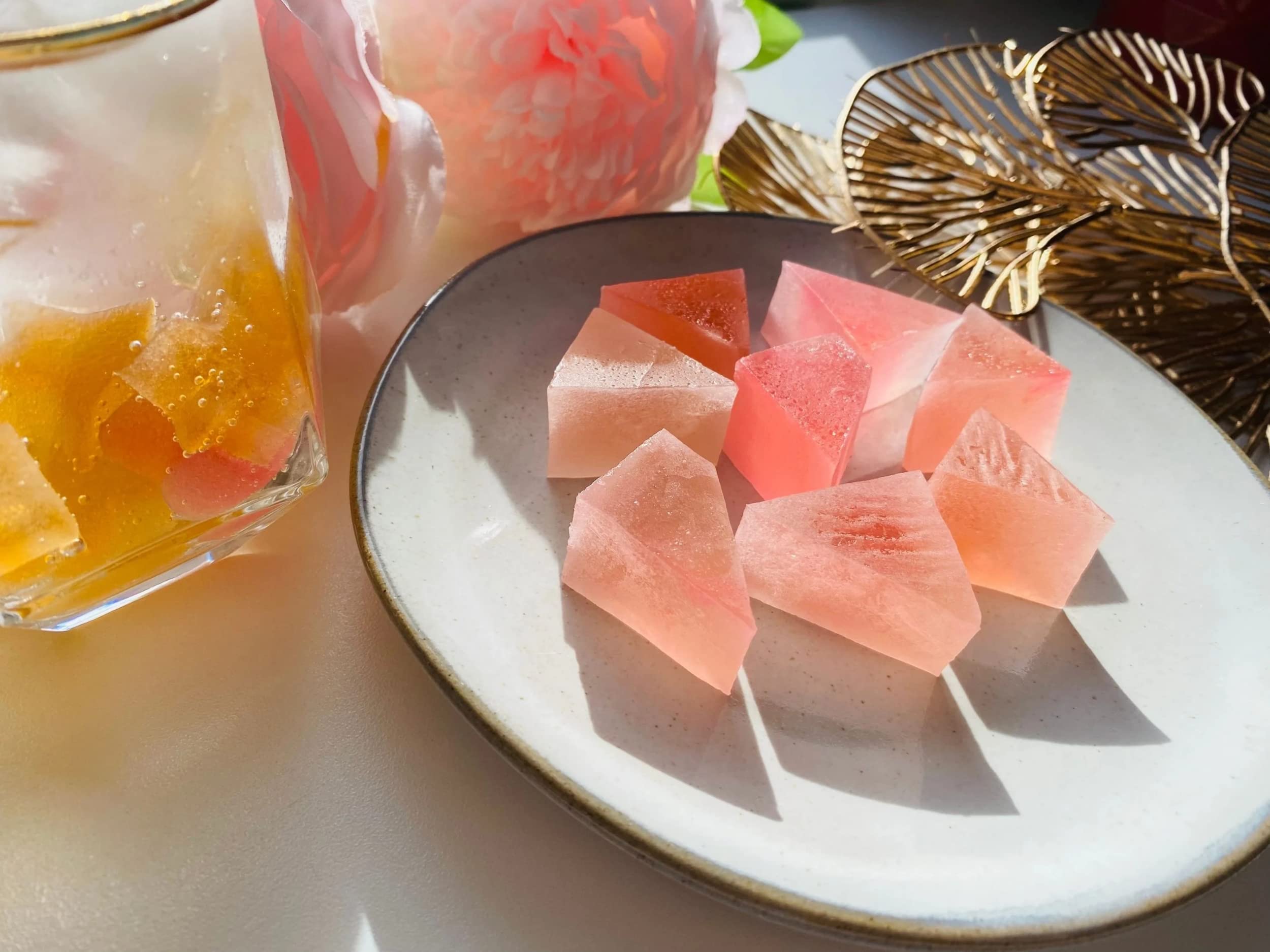 Silky Gem - Peach Flavored Edible Crystal Candy (8-10 Clusters) | Vegan, Gluten-Free Kohakutou Moonstone Treat | ASMR Snack for Parties, Gifts & Relaxation
