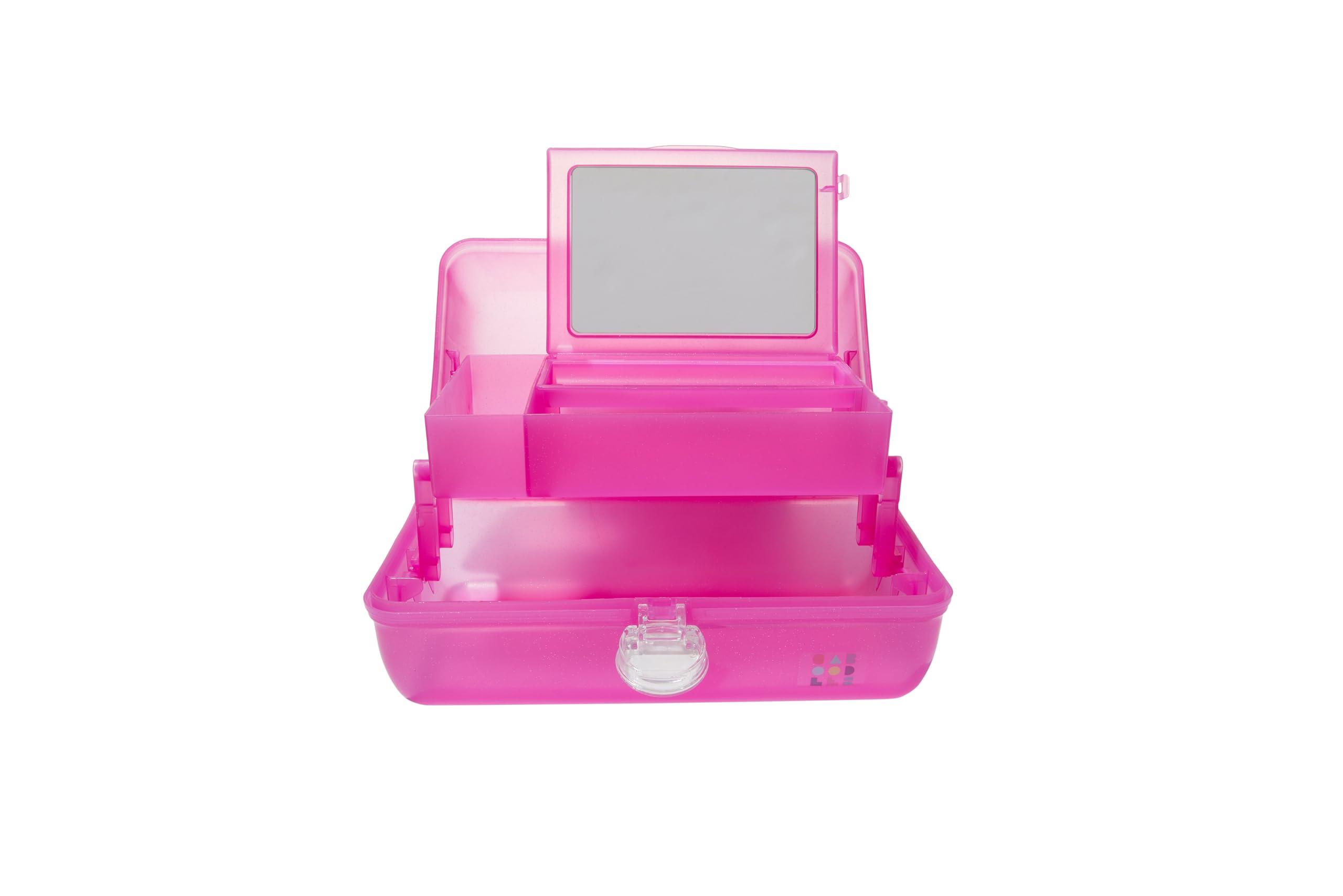 Caboodles Makeup Case - Pink Jelly Sparkle Travel Cosmetic Organizer with Mirror, 12 x 9.4 x 6 Inches Portable Storage Box for Girls | Perfect for Travel, School, Sleepovers & Daily Makeup Organization