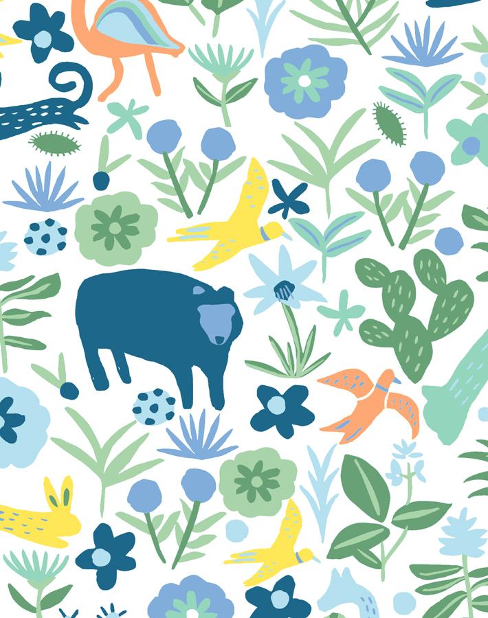 Tea Collection 'Menagerie' Wallpaper - Spring Green Floral Design for Nursery, Bedroom & Living Room Decor