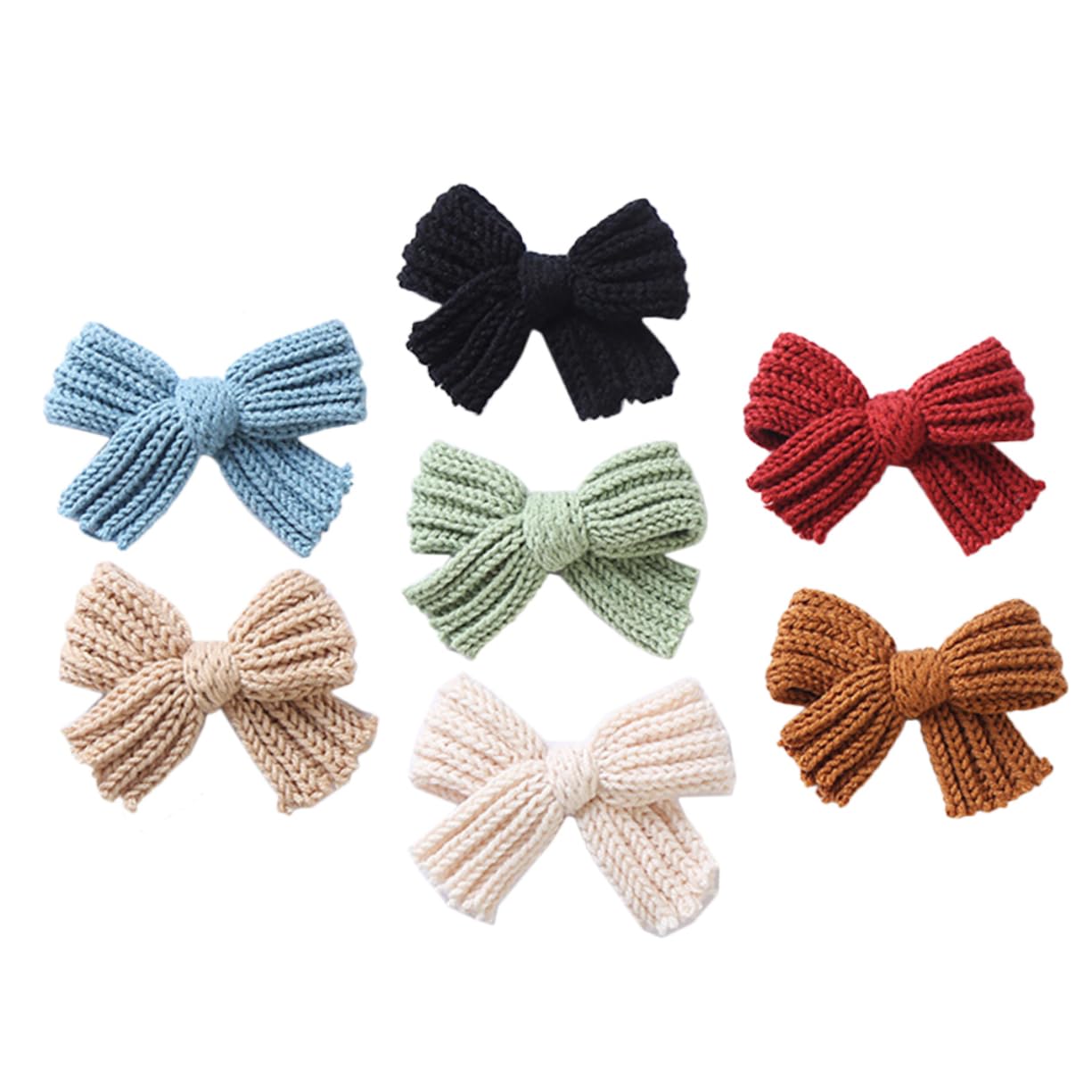 7pcs Girls Hair Bow Clips - Knitted Bow Tie Headbands for Baby & Toddler - Spring Autumn Winter Fashion Hair Accessories for Parties, School, Photography & Daily Wear
