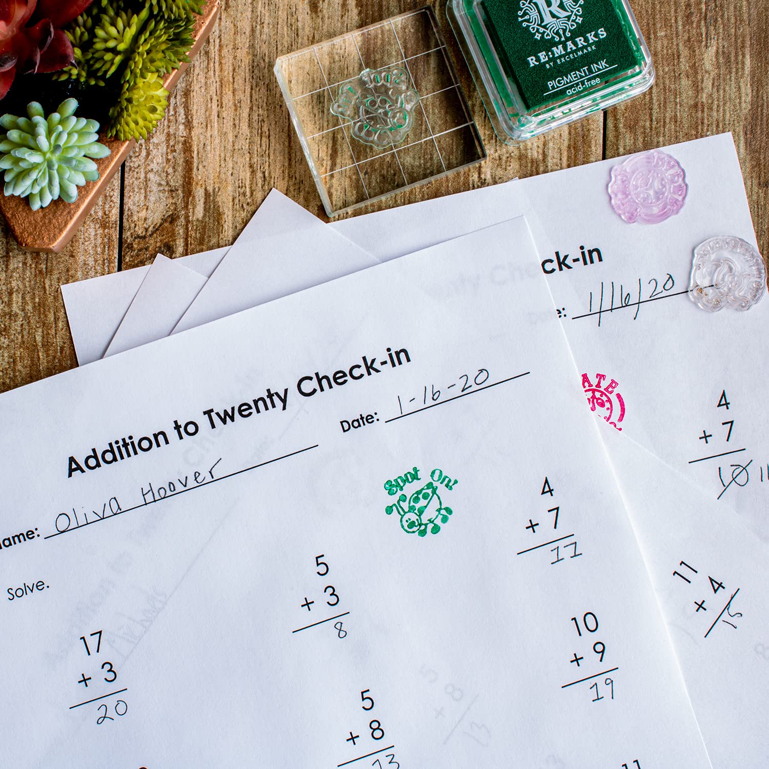 ExcelMark Teacher Cling Stamp Set for Classroom Grading