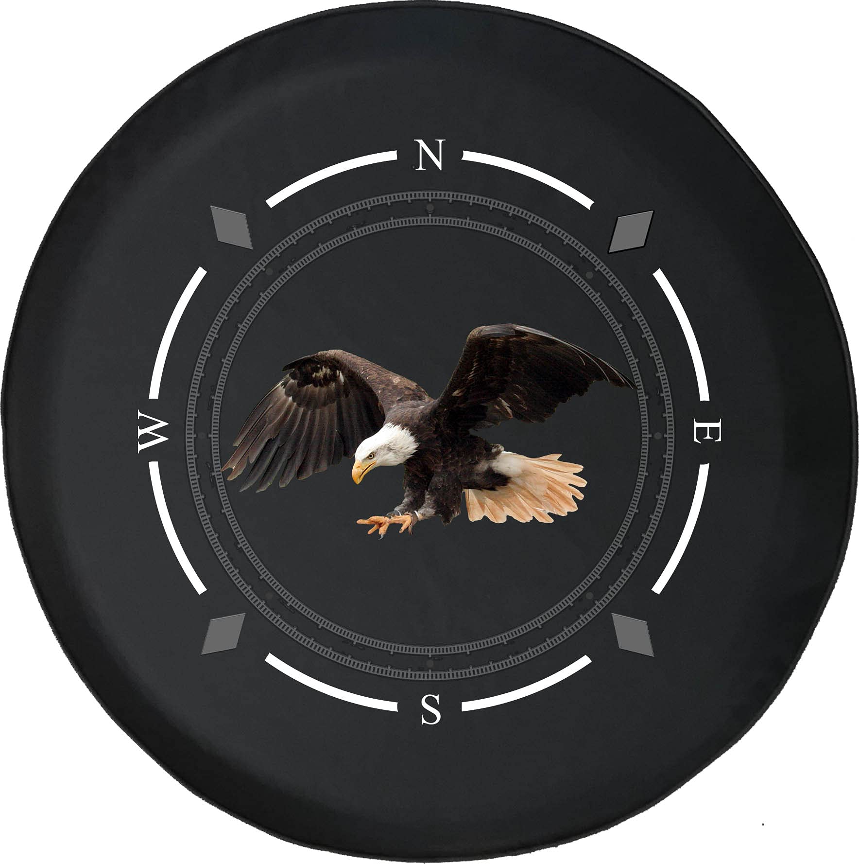 Premium Spare Tire Cover with Compass & Bald Eagle Design - Universal Fit for SUV, Trailer, RV & Most Vehicles | Durable & Weatherproof Wheel Accessory for Outdoor Adventures & Road Trips