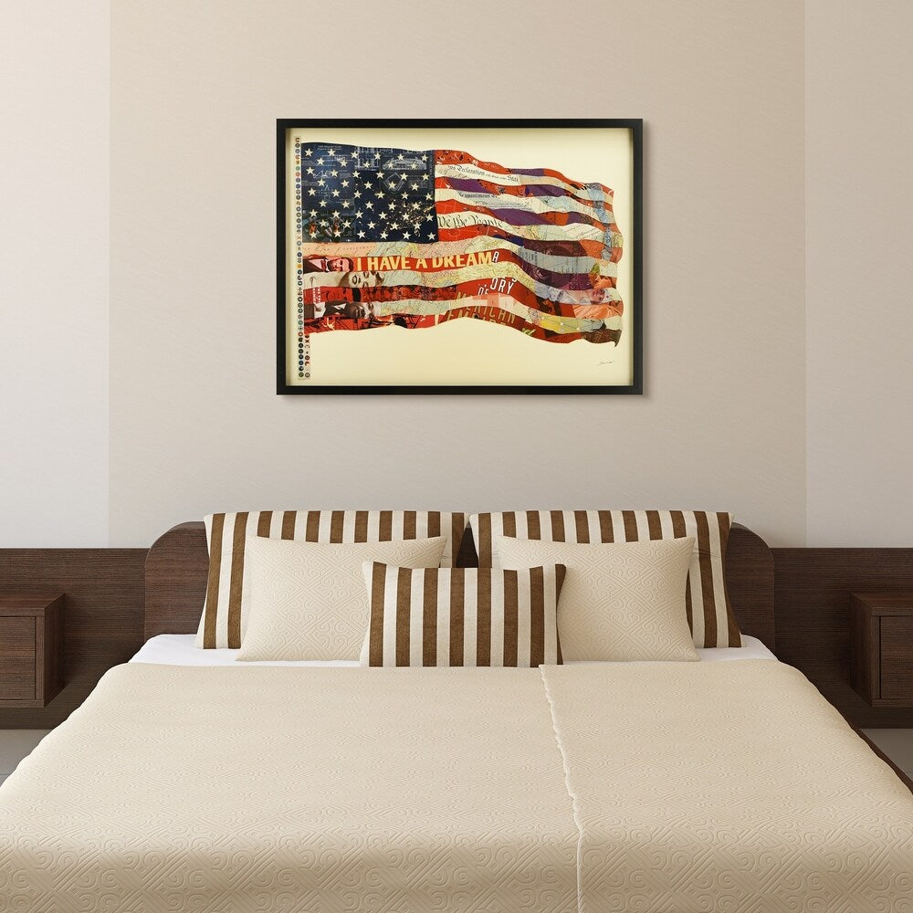 American Flag Dimensional Collage Art - Framed Under Glass in Black Shadow Box | Patriotic Home Decor, Office Wall Art, Gift for Veterans & Memorial Day