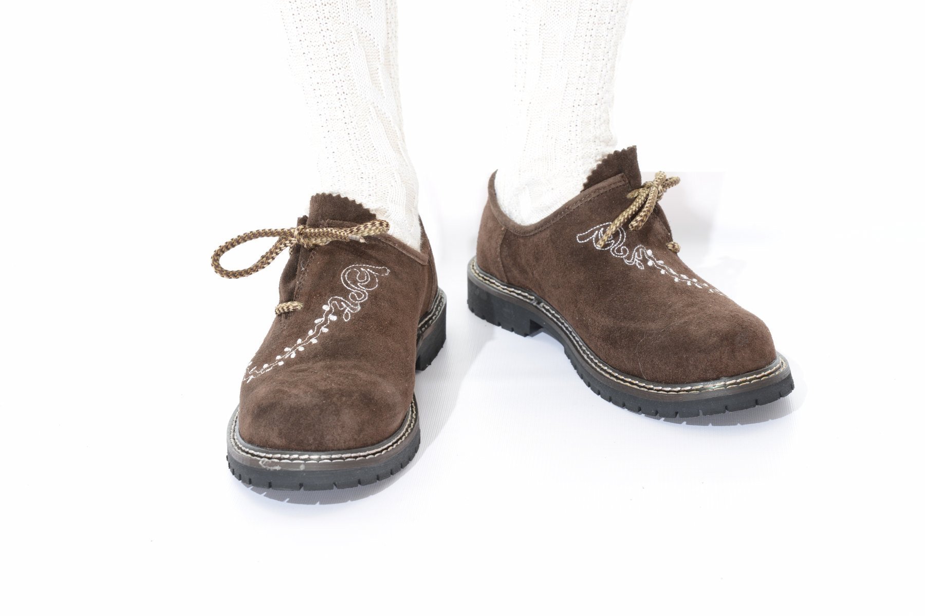 Authentic German Lederhosen Dark Brown Trachten Shoes with Embroidery - Perfect for Oktoberfest, Bavarian Costume Parties & Cultural Events
