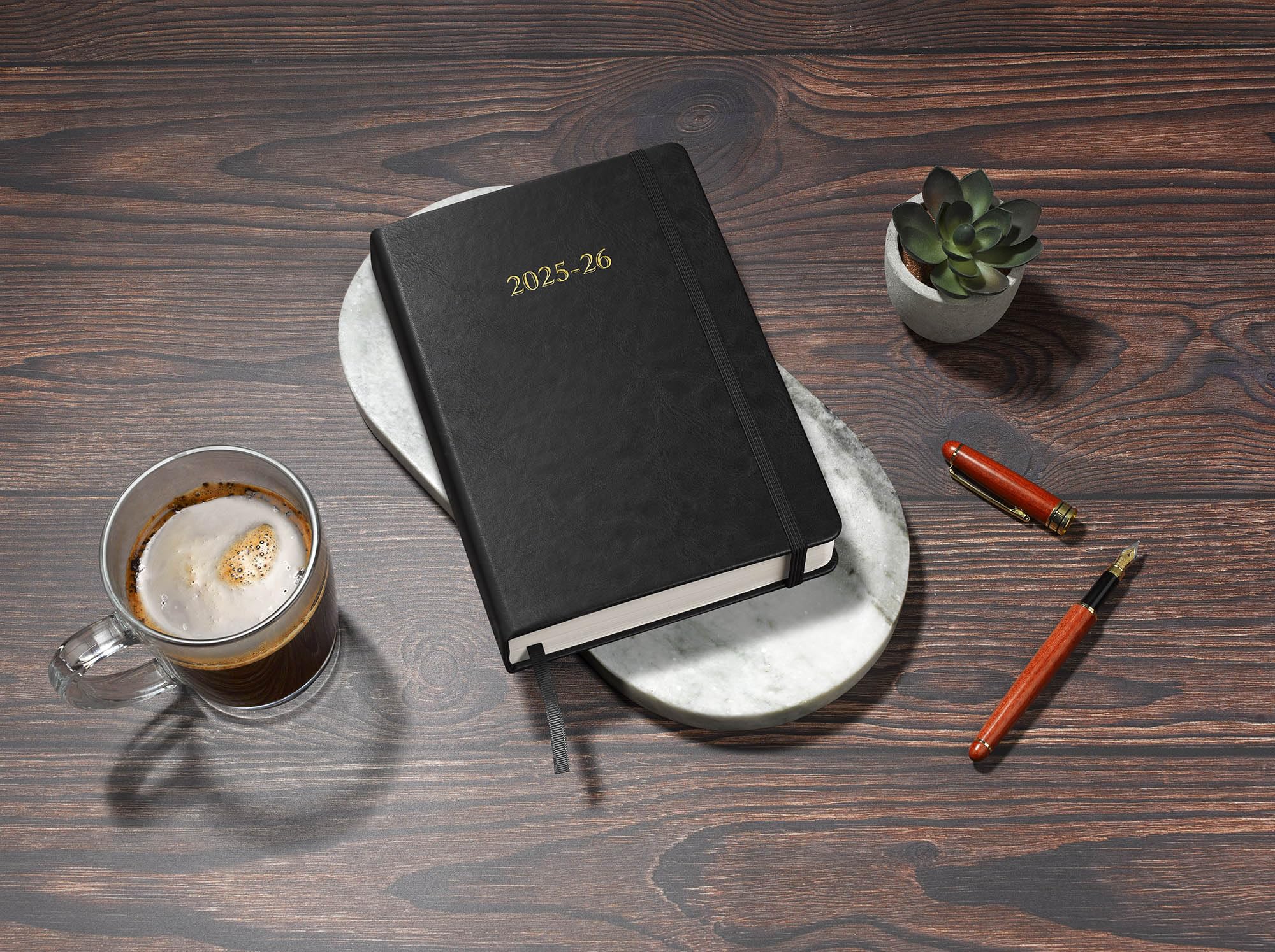 Wykeham's Executive 2025-26 Daily Planner & Academic Journal - Customizable Mid-Year Diary for Professionals & Students - 8.5