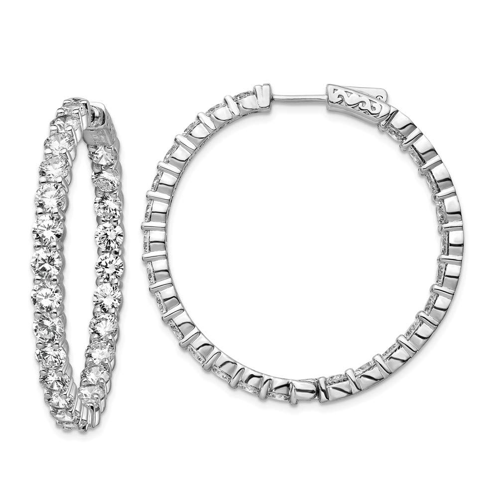 925 Sterling Silver CZ Cubic Zirconia Inside-Out Hinged Hoop Earrings for Women - 38mm x 39mm Elegant Dangle Earrings for Party, Wedding & Everyday Wear