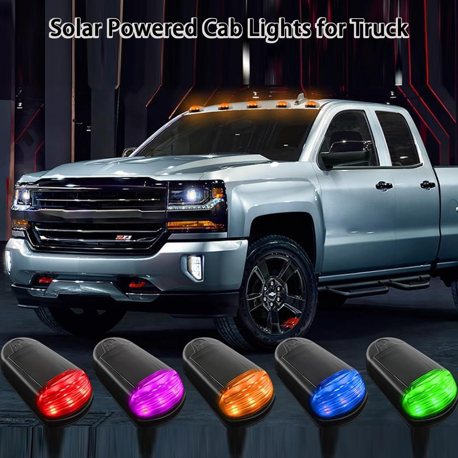2024 Solar Truck Cab Lights - Wireless, 7 Colors, App Control for Cars & Trucks