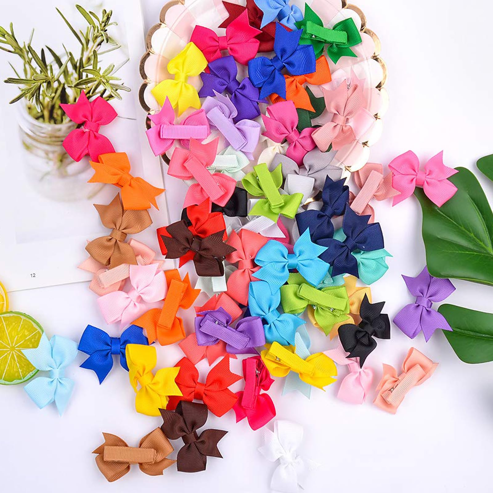 ALinmo 80PCS Tiny Alligator Hair Clips for Girls - Cute Fully Lined Bow Clips for Infants & Toddlers | Perfect for School, Parties, and Everyday Hair Styling
