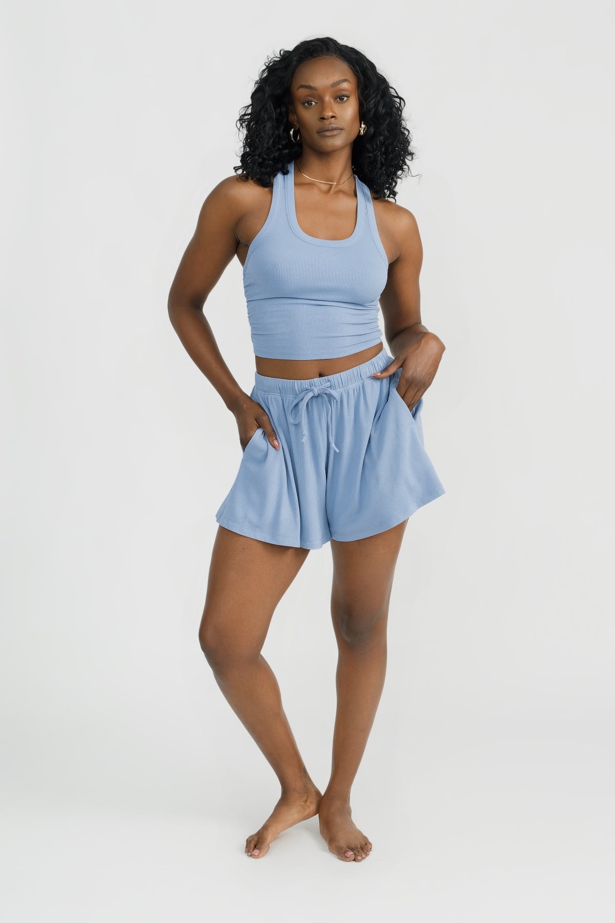 Dom Racerback Tank Top - Soft Breathable Women's Workout Shirt in Azure Blue | Perfect for Yoga, Gym & Summer Casual Wear
