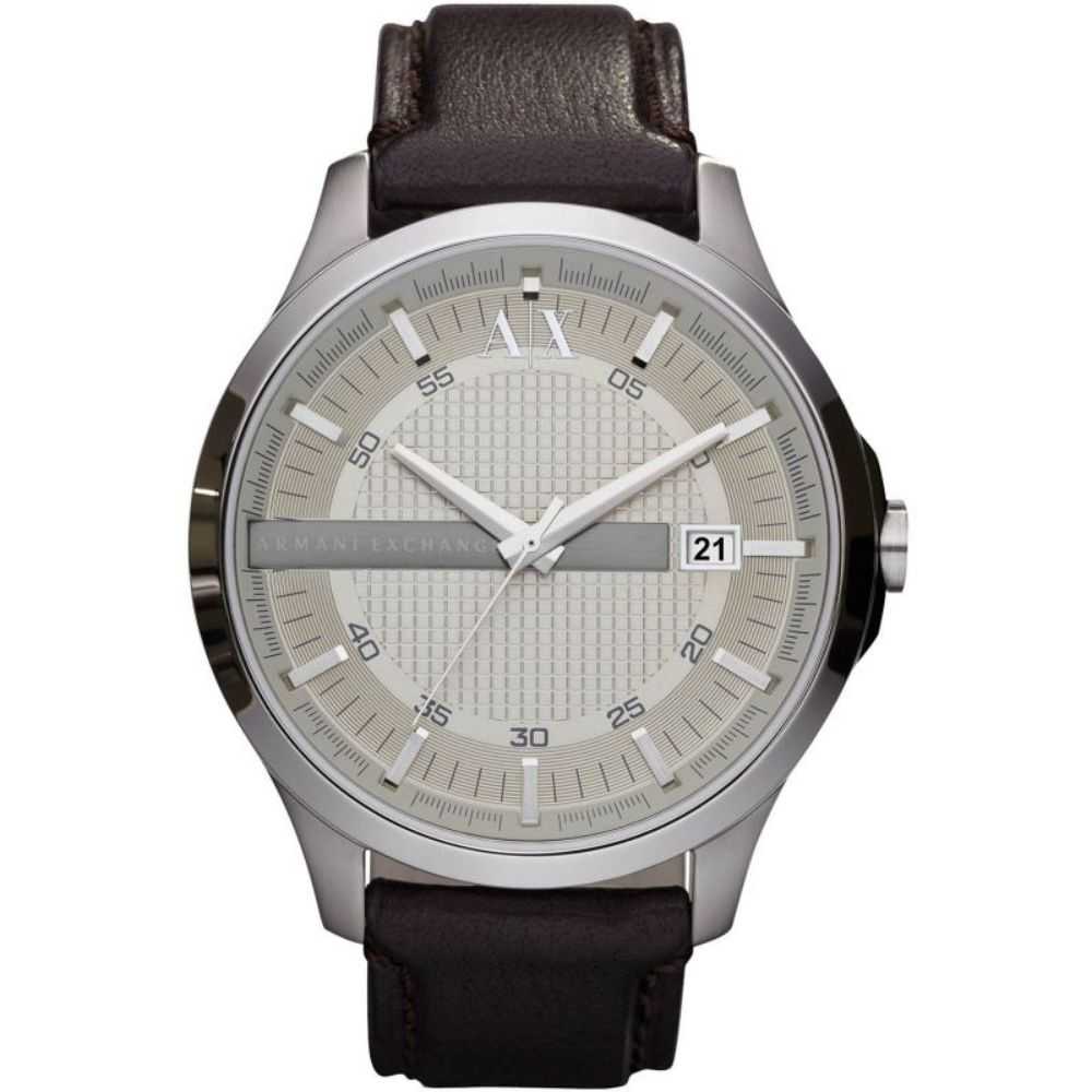 ARMANI EXCHANGE AX2100 Men's Analog Quartz Watch with Silver Stainless Steel Case & Blue Rubber Strap - Stylish Casual & Business Wear for Everyday Use