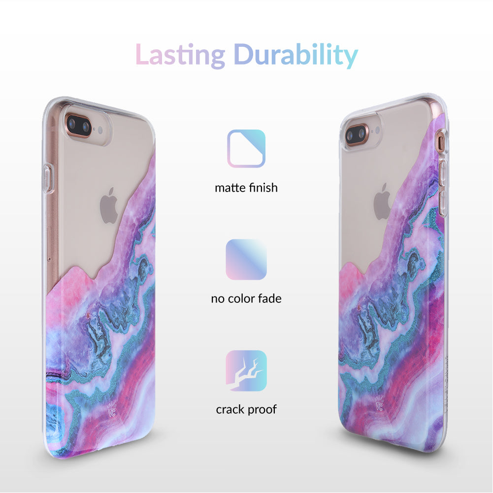 Geode Glitter Clear iPhone Case - Shatterproof Protective Cover with Crystal Design for iPhone 14/13/12/11 Pro Max - Perfect for Everyday Use & Special Occasions