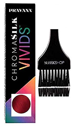Pravana ChromaSilk VIVIDS Semi-Permanent Hair Dye with Silk & Keratin Amino Acids - Vibrant Red Hair Color with Sleek Brush - Perfect for DIY Hair Coloring, Salon-Quality Results at Home, Bold Fashion & Creative Looks