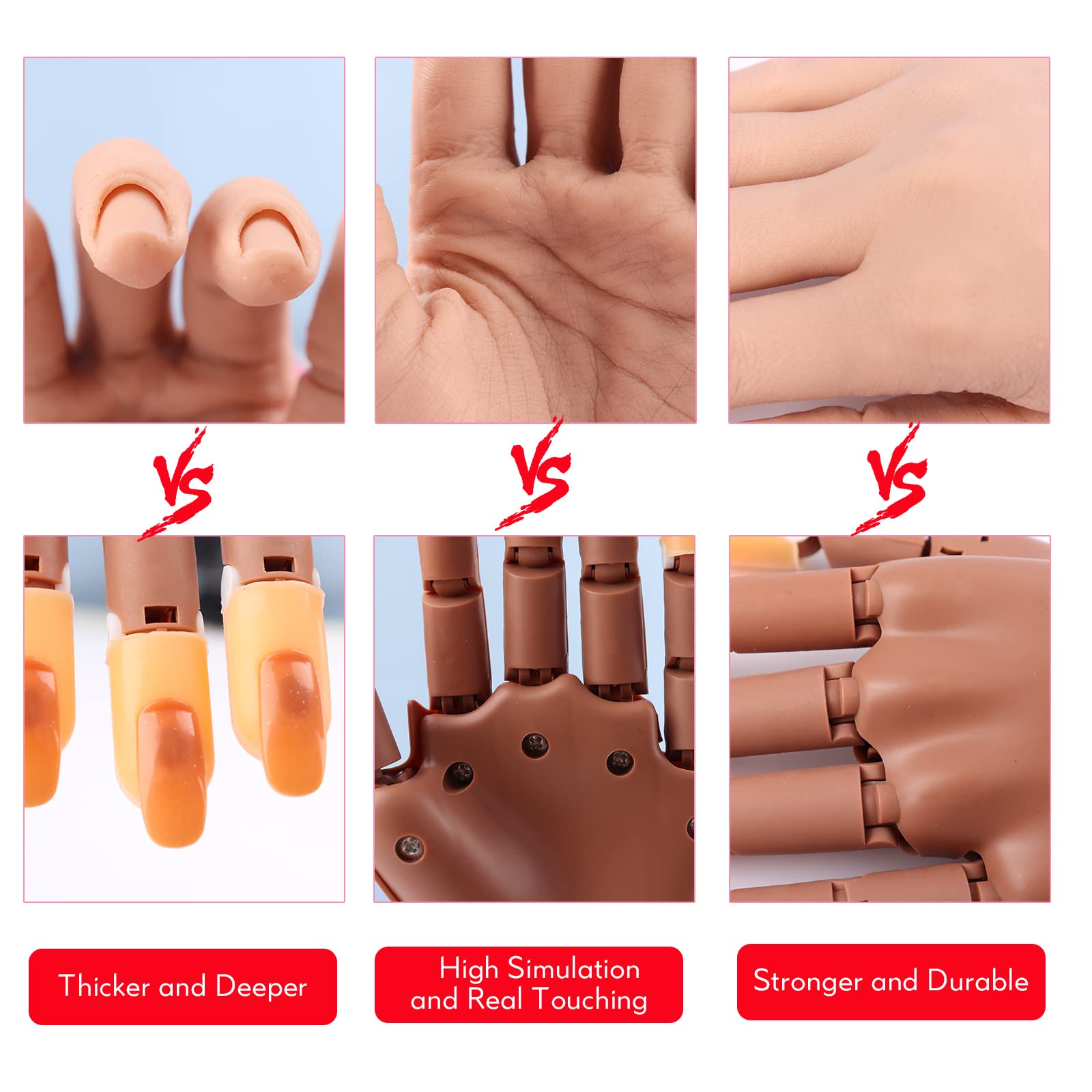 KnowU Silicone Nail Practice Hand - Realistic Training Hand for Acrylic Nails, Manicure & Nail Art Practice - Perfect for Beginners & Professionals (Beige) | Salon Training, Home Practice & Nail Art Demonstration