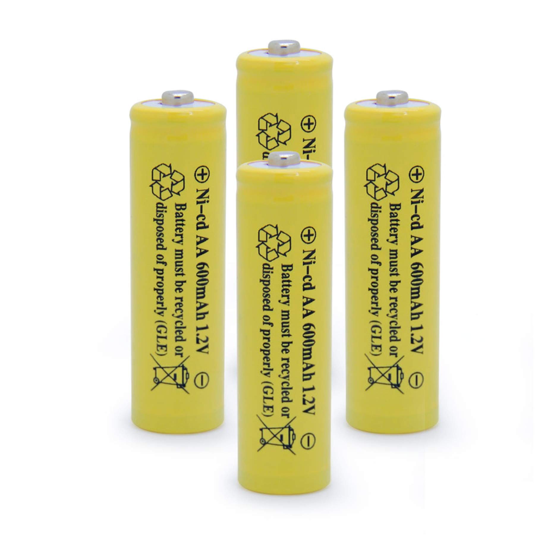 QBLPOWER 1.2V AA Ni-CD 600mAh 2A Rechargeable Solar Batteries (4-Pack, Yellow) - Perfect for Solar Garden Lights, Lawn Lamps & Sidewalk Lighting - Eco-Friendly Power Solution for Outdoor Solar Lighting Systems