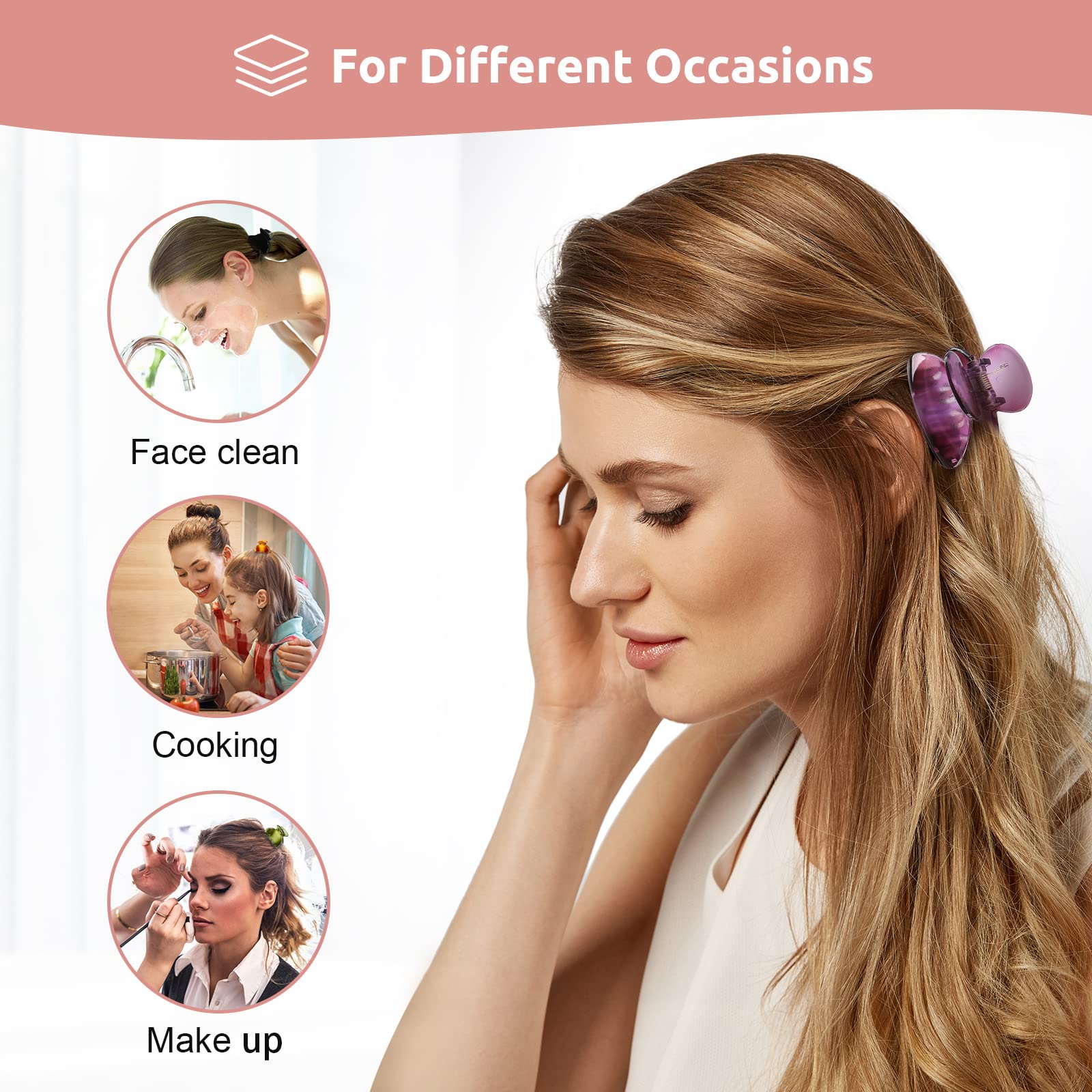 12 Pack Small Hair Clips for Women - 1.5 Inch Cute Acrylic Jaw Clips, No Slip Hair Claws for Thin Fine Short Hair, Banana Clips for Girls & Kids (Style A) - Perfect for School, Work & Daily Hairstyles