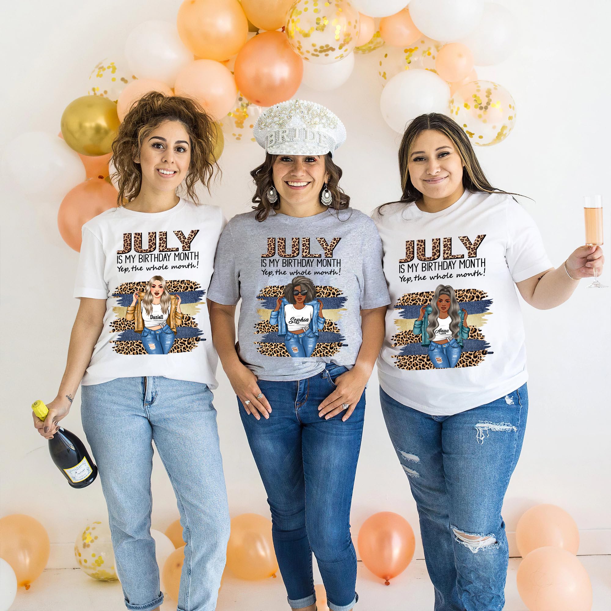 Personalized July Birthday Gifts for Women - Custom July Birthday Shirts & Queen T-Shirts - Perfect for Birthday Parties, Summer Celebrations & Special Occasions