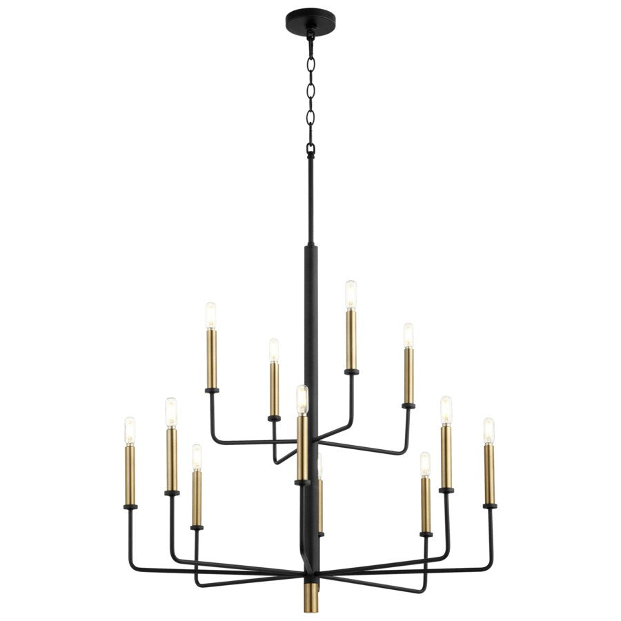 Cyan Design 10968 Apollo Chandelier - Noir & Aged Brass Finish, Medium Size - Elegant Dining Room Lighting for Modern Home Decor
