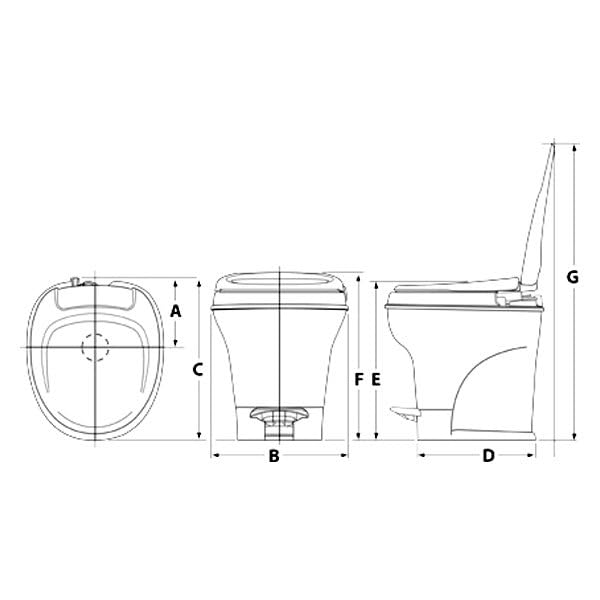 Thetford Aqua-Magic Style Plus RV Toilet - Low Profile White RV Toilet 34433 | Perfect for Campers, Trailers & Motorhomes