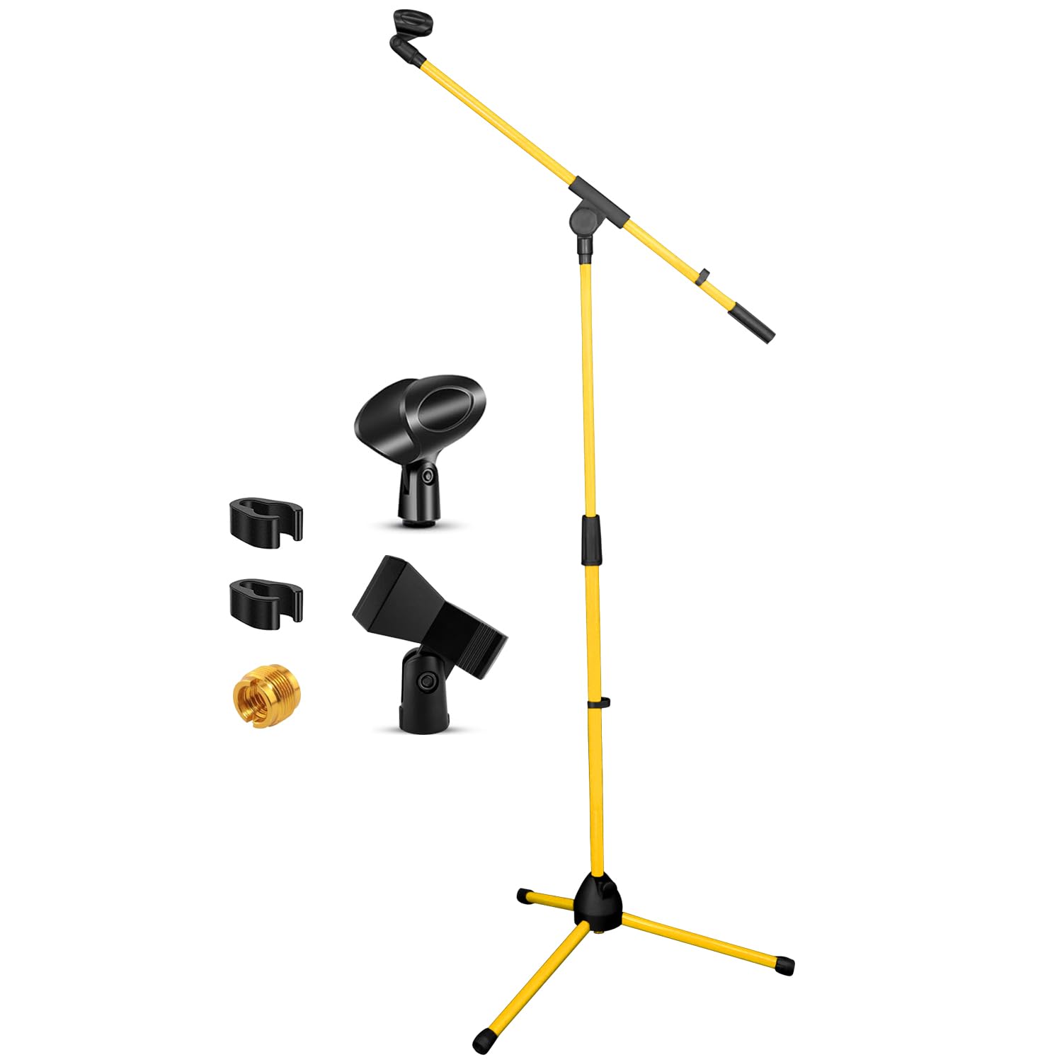 5 Core Heavy Duty Adjustable Tripod Mic Stand (18-72 Inches) with Sturdy Boom Arm - Professional Microphone Stand for Singing, Podcasting & Studio Recording - MS 080 YLW